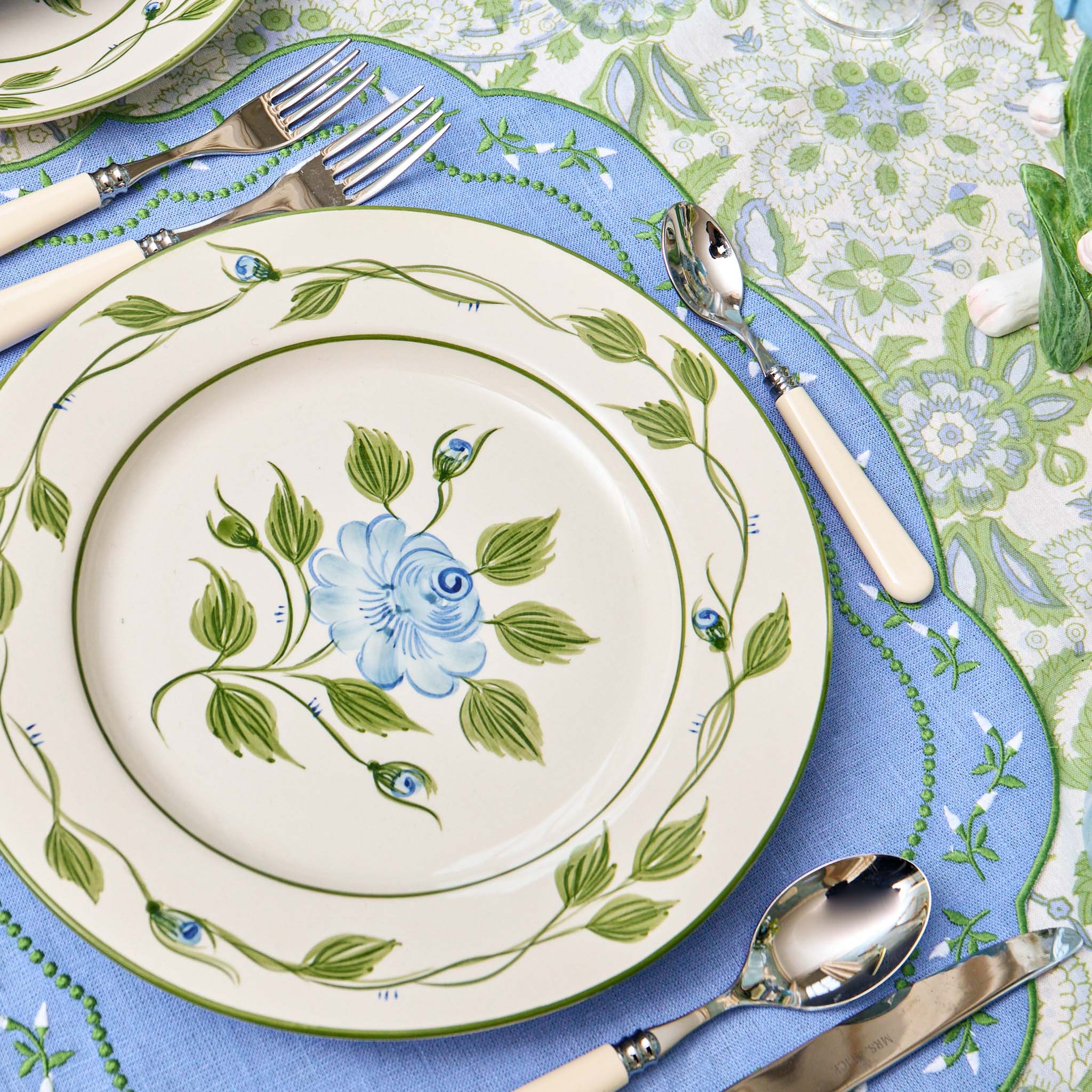 Blue Rose Bud Dinner Plates (Set of 4) - Image 4