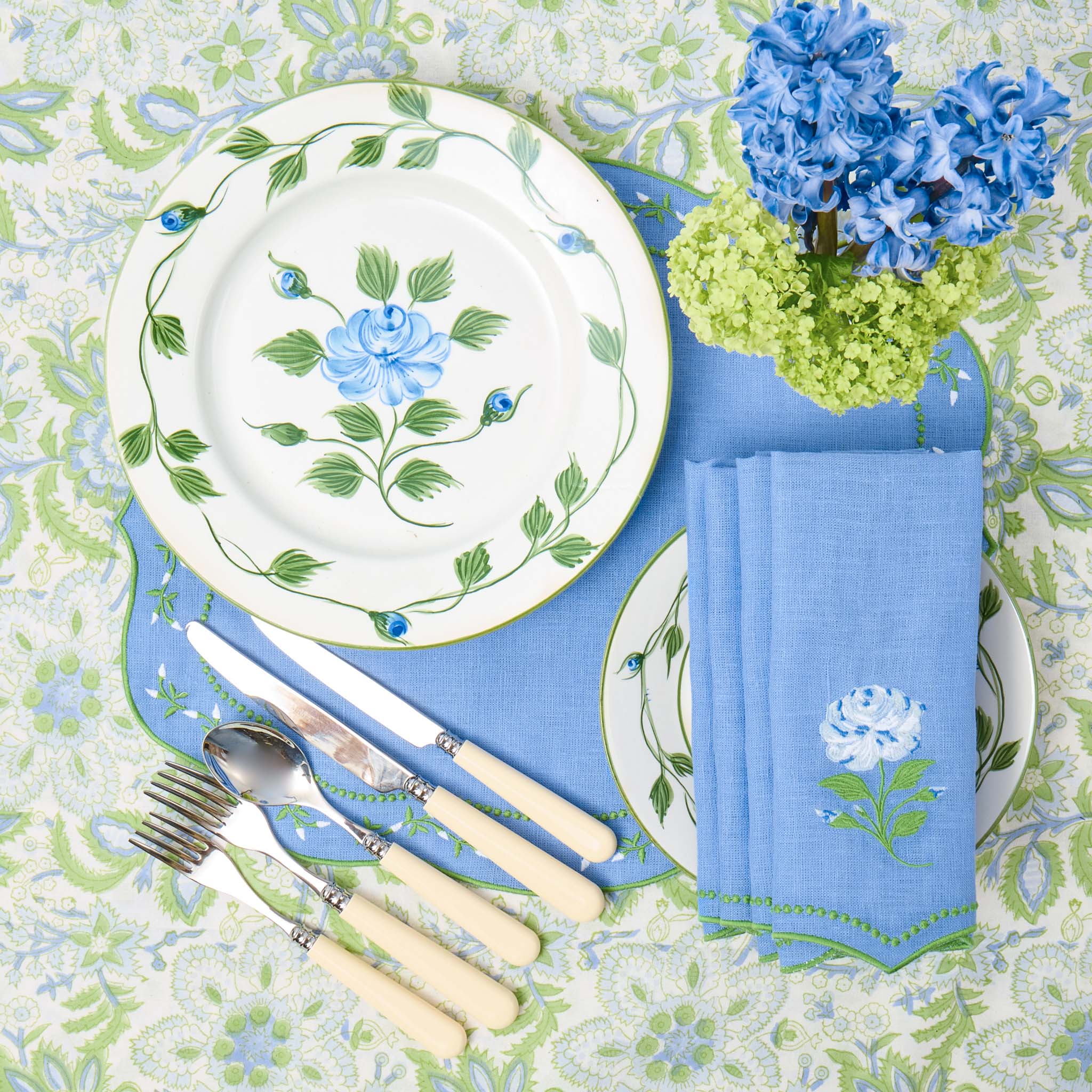 Blue Rose Bud Dinner Plates (Set of 4) - Image 5