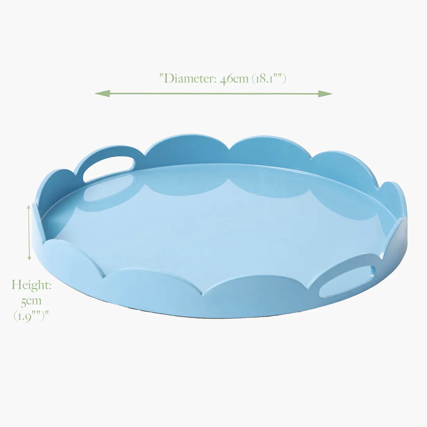 Blue Scalloped Lacquer Round Tray - Image 6