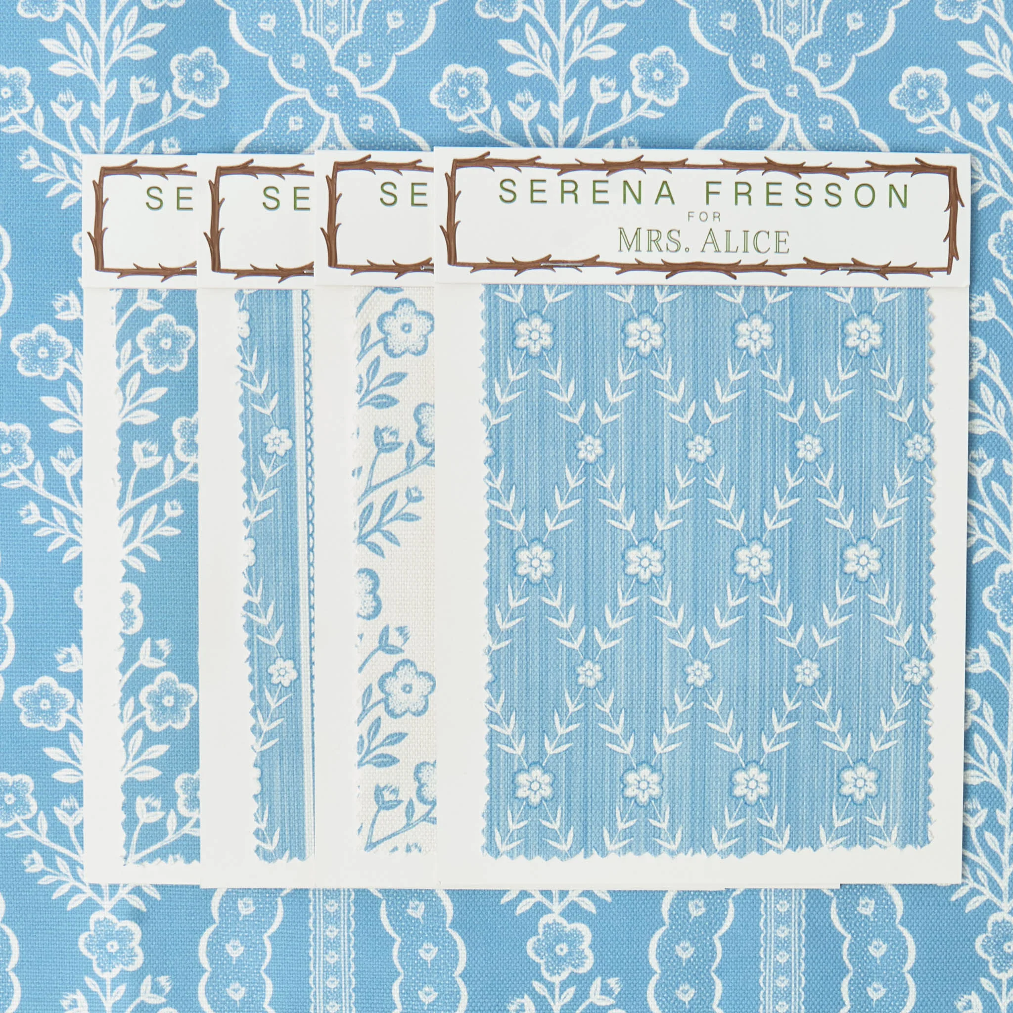 Blue Theodora Trellis Fabric - Image 3