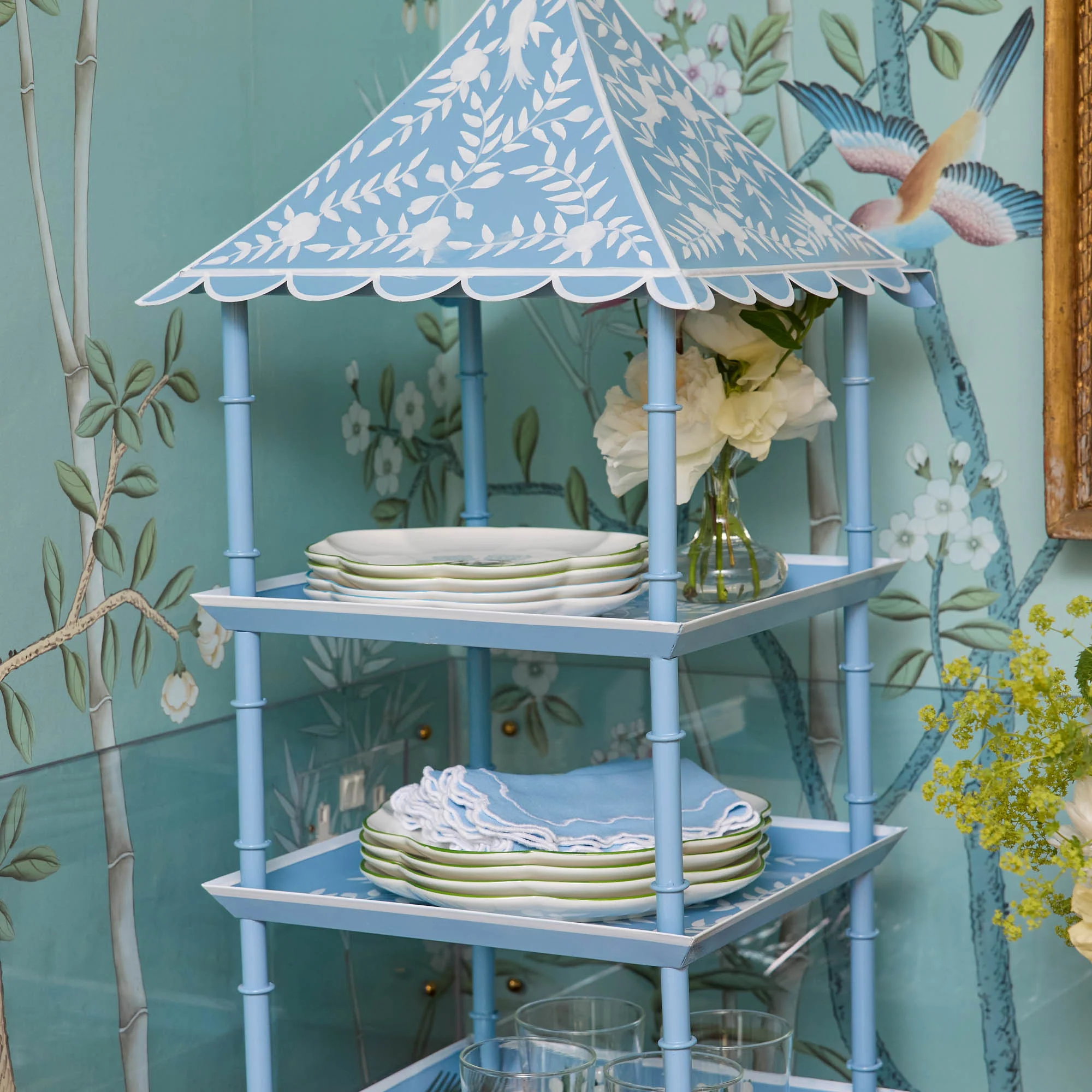 Blue Tole Three Tier Pagoda Stand - Image 10