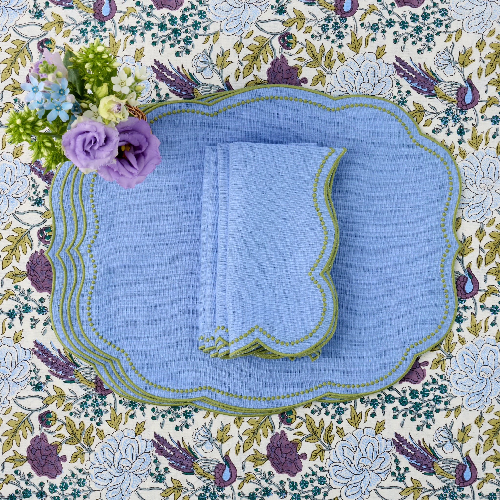 Bluebell & Green Eloise Linen Placemats & Napkins (Set of 4) - Image 8