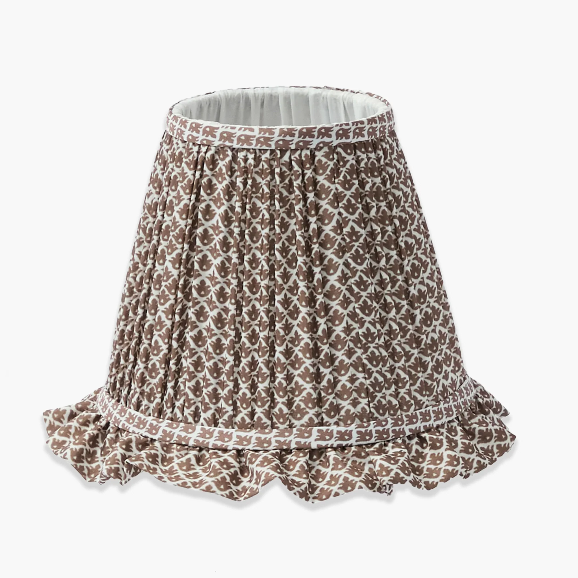 Burnt Bamboo Rechargeable Lamp with Chocolate Lotus Ruffle Shade (18cm) - Image 3