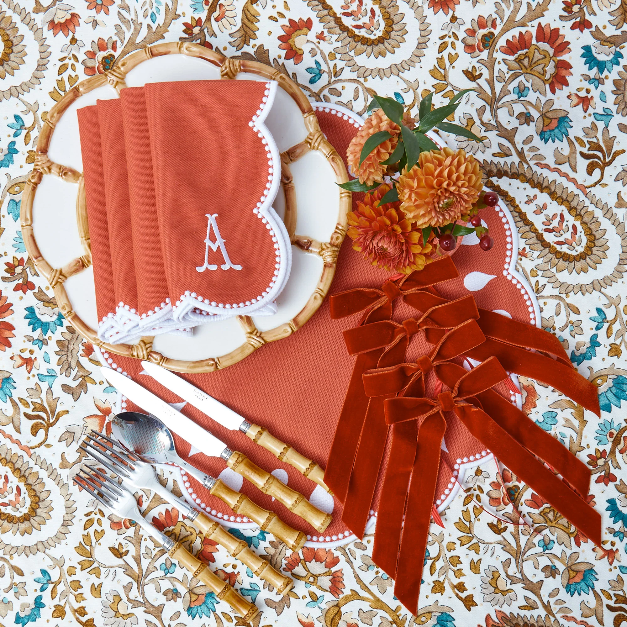 Burnt Orange Velvet Bows (Set of 4) - 20cm - Image 9
