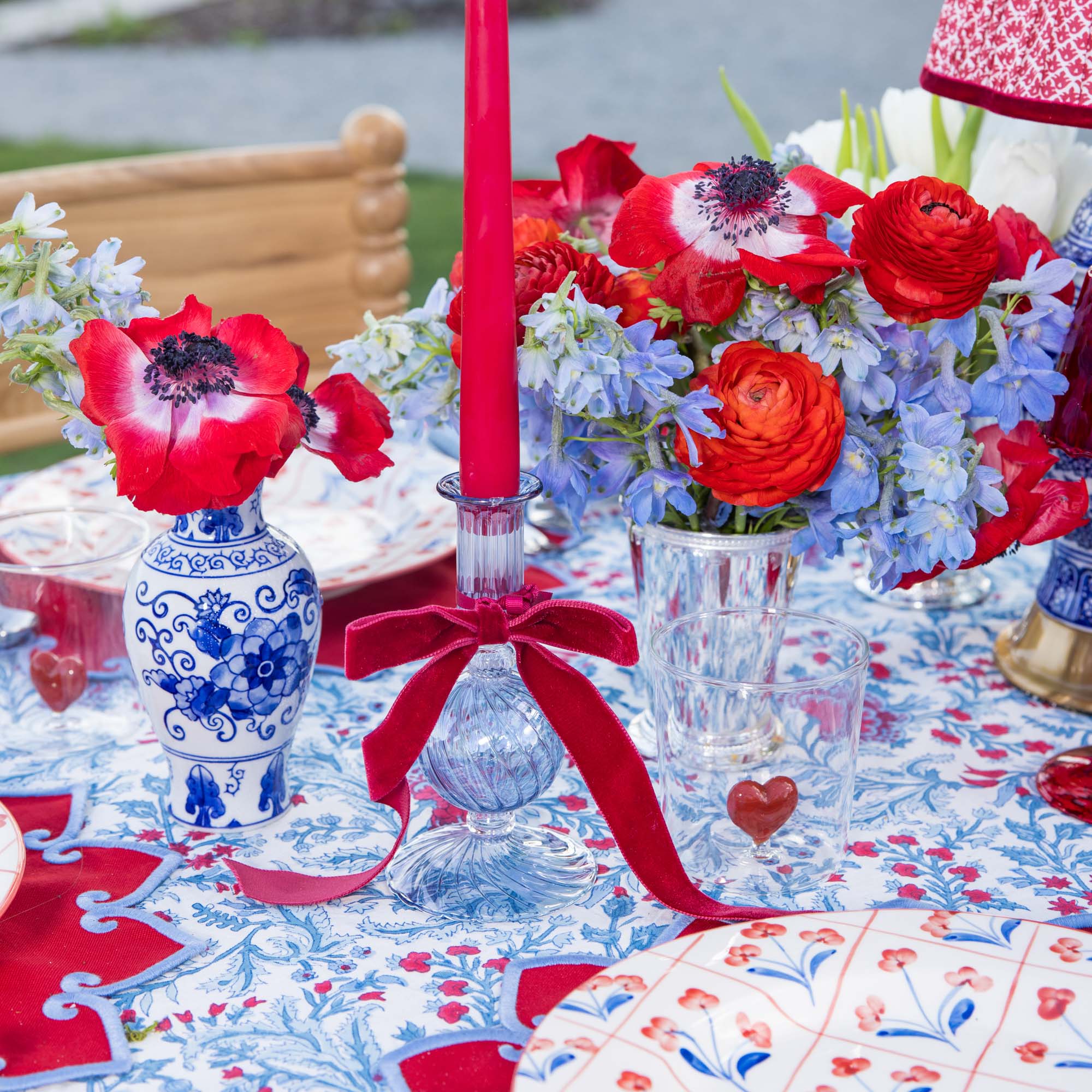 Camille Azure Red Ribboned Candlescape - Image 4