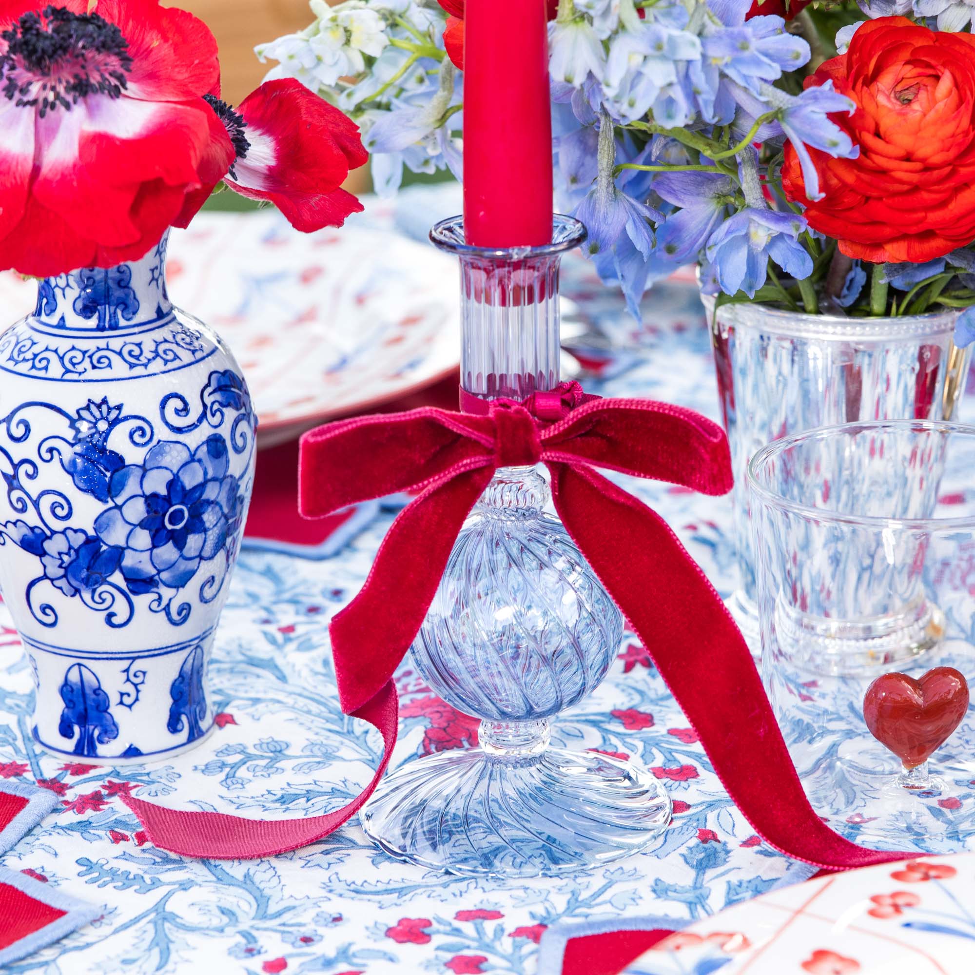 Camille Azure Red Ribboned Candlescape - Image 6