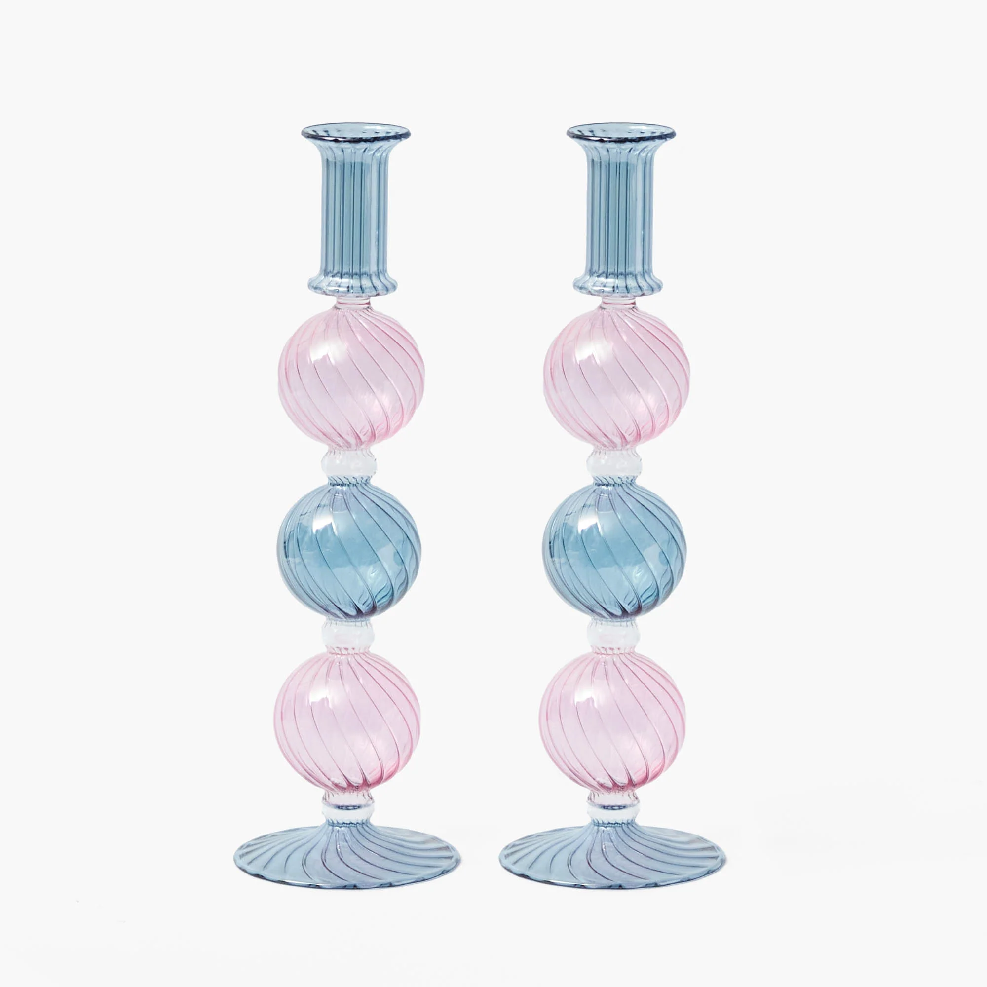 Camille Pink & Blue Candle Holder (Pair) - Image 5
