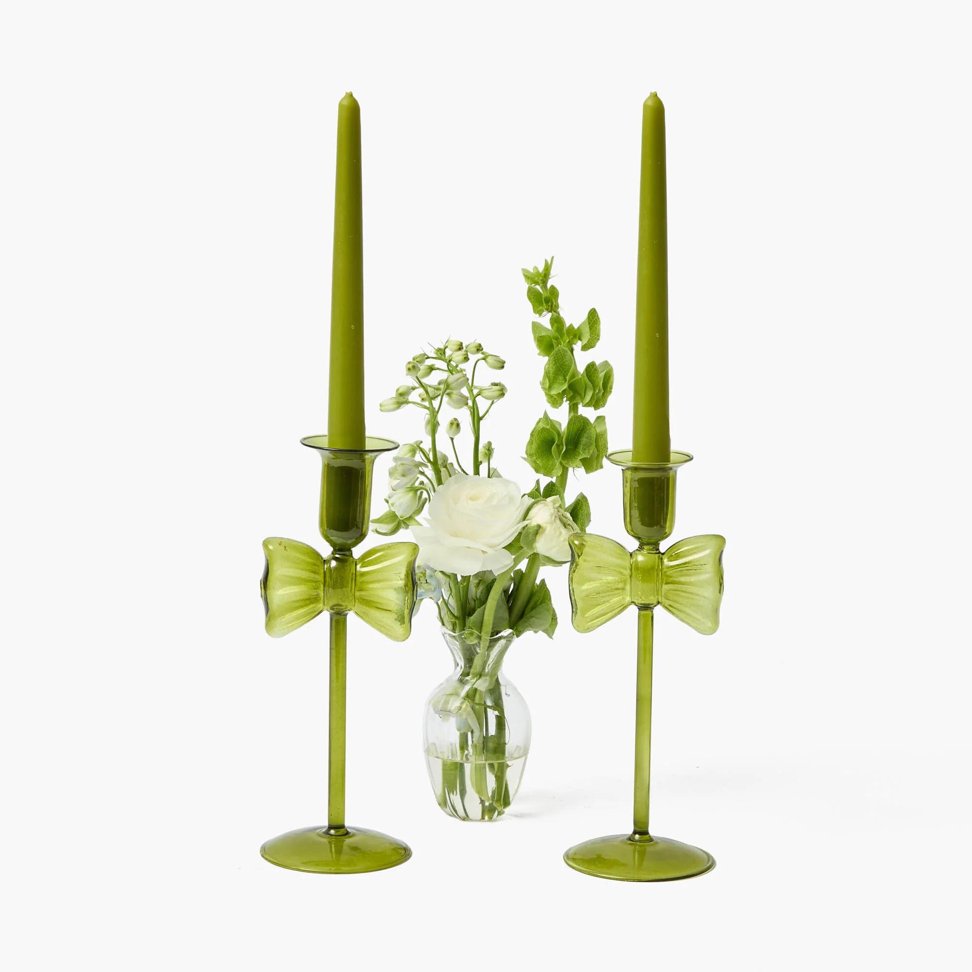 Celine Green Glass Bow Candle Holder (Pair) - Image 8