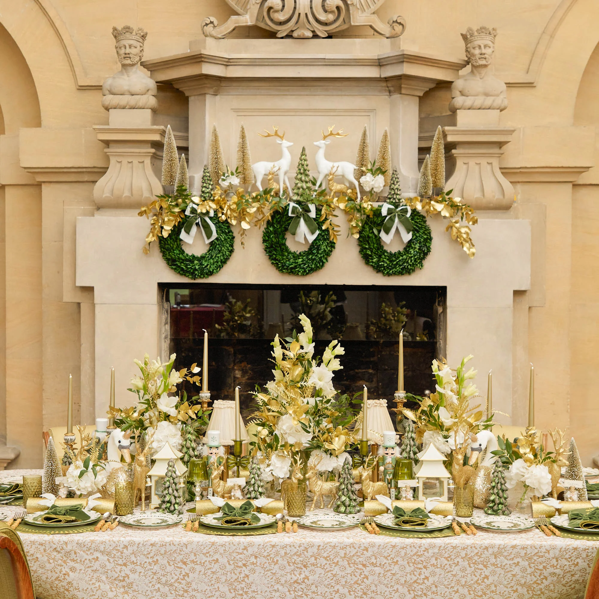 Celine Green Glass Bow Candlescape (Gold) - Image 8
