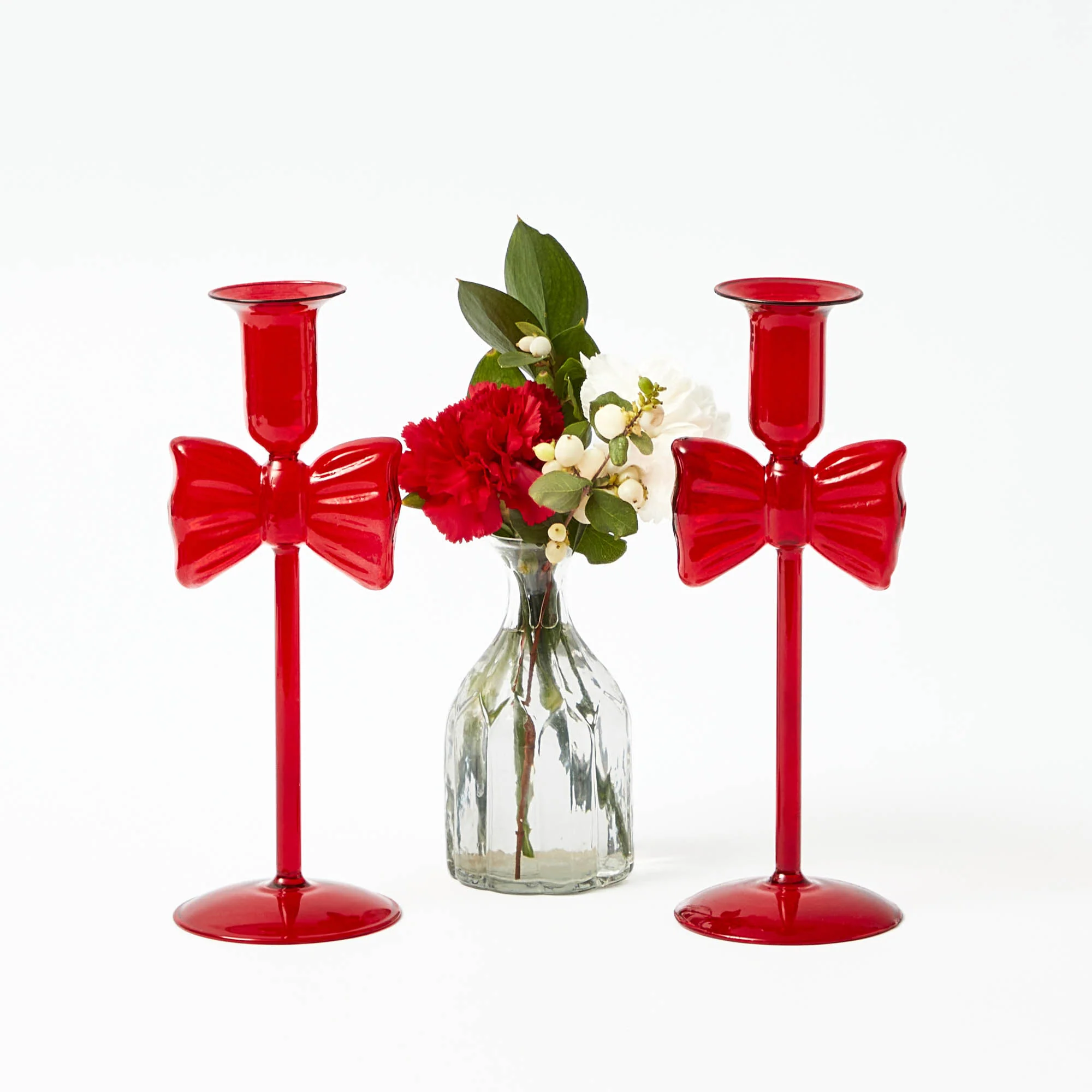 Celine Red Glass Bow Candle Holder (Pair) - Image 10