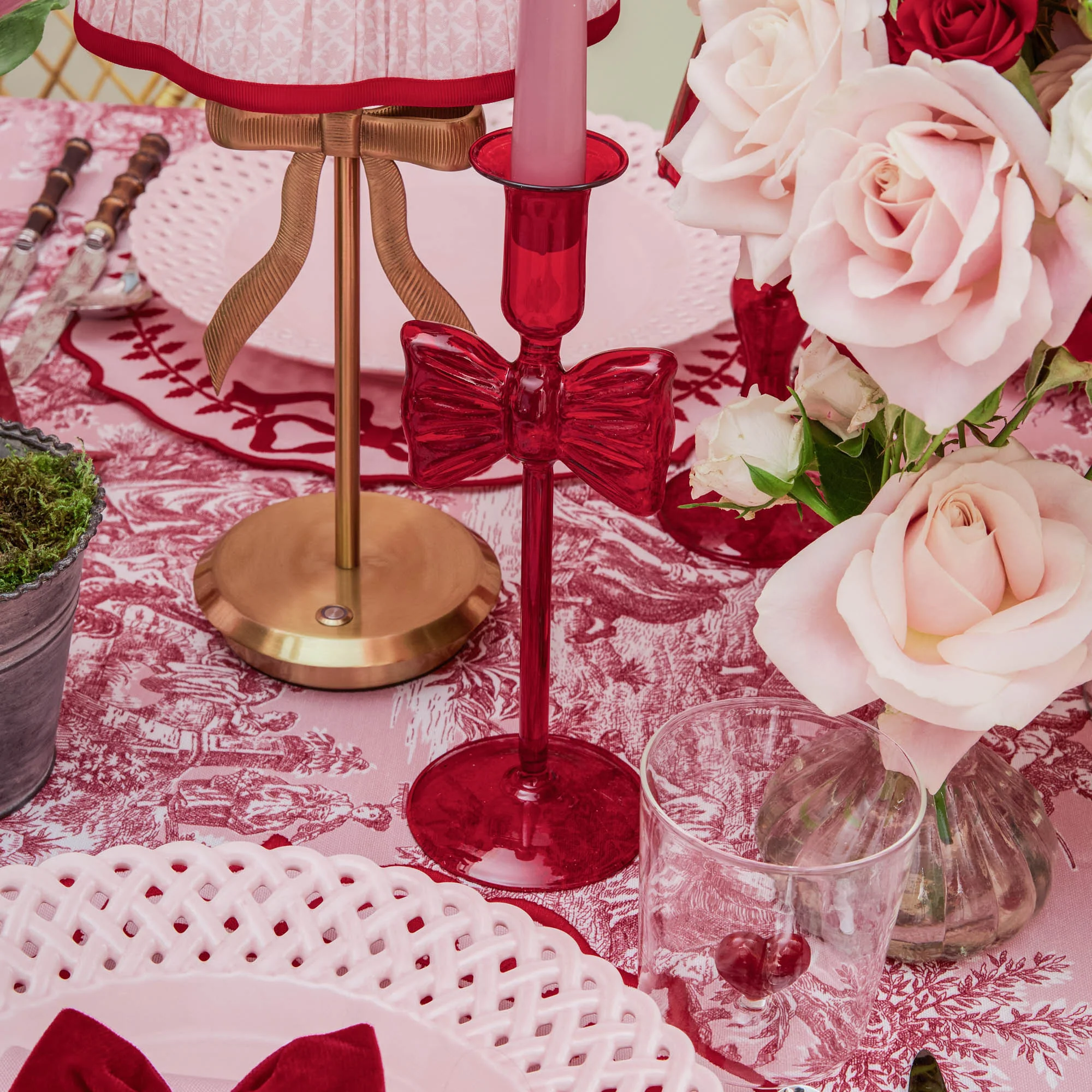 Celine Red Glass Bow Candle Holder (Pair) - Image 11