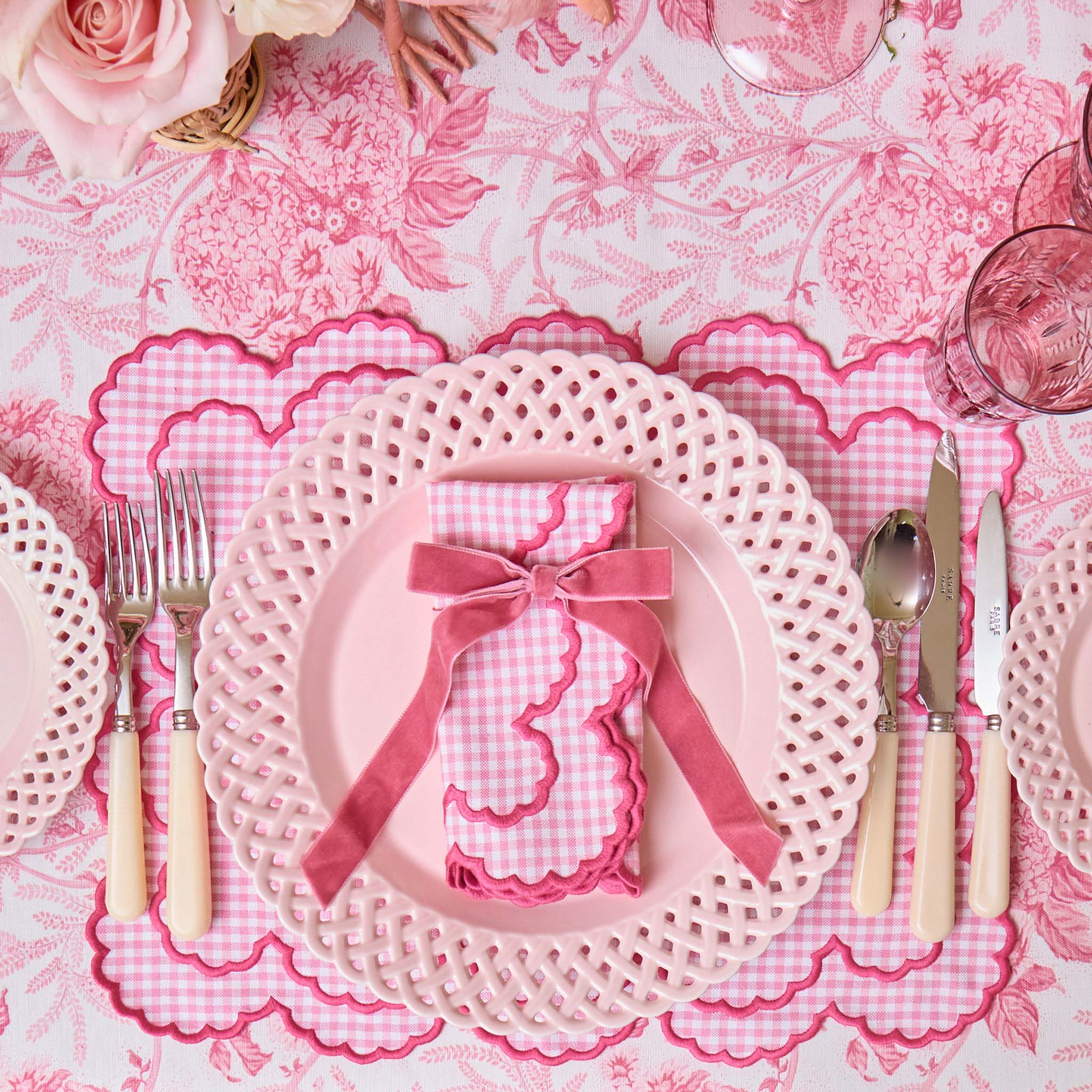 Charlotte Pink Gingham Placemats & Napkins (Set of 4) - Image 6