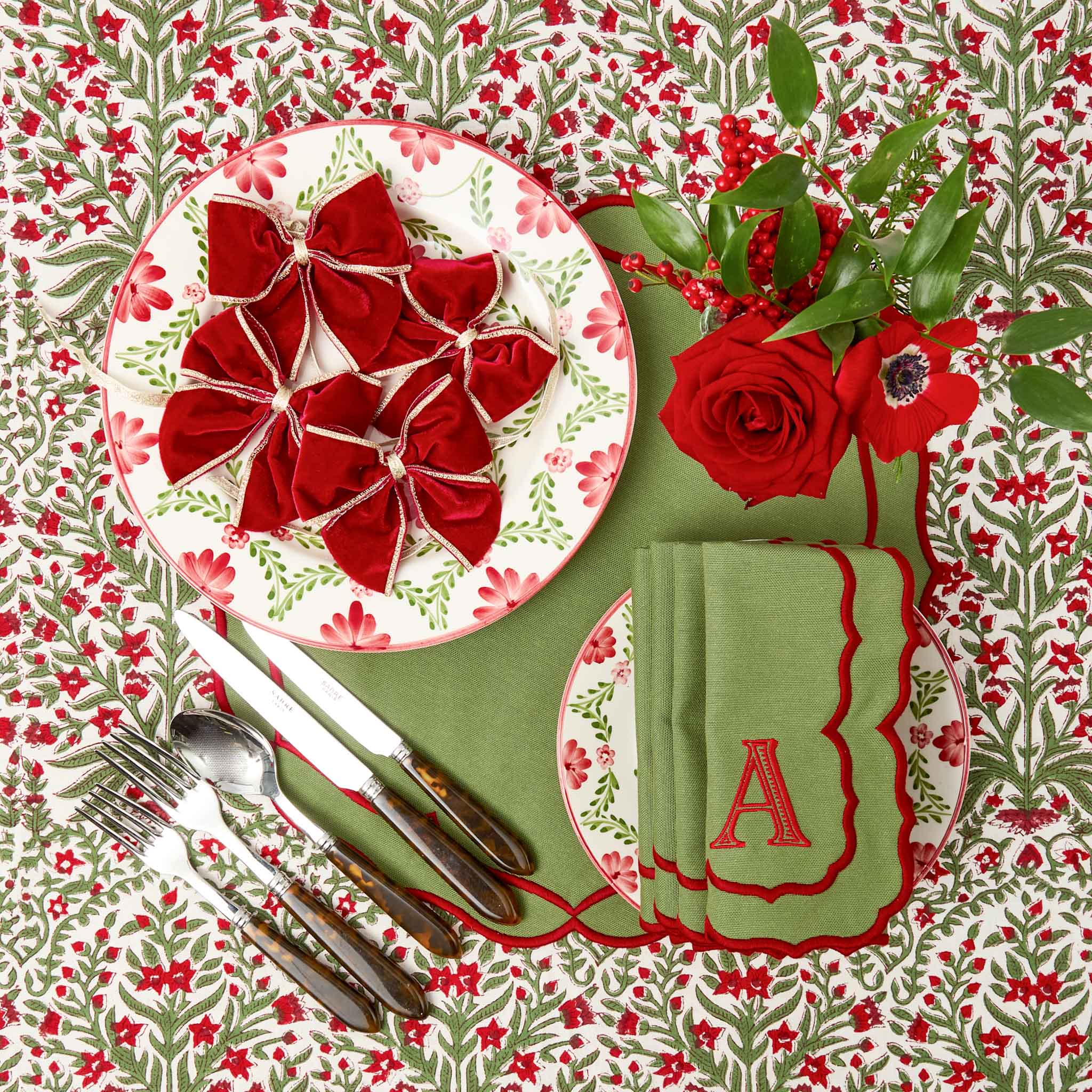Green & Red Sylvia Napkins (Set of 4) - Image 7
