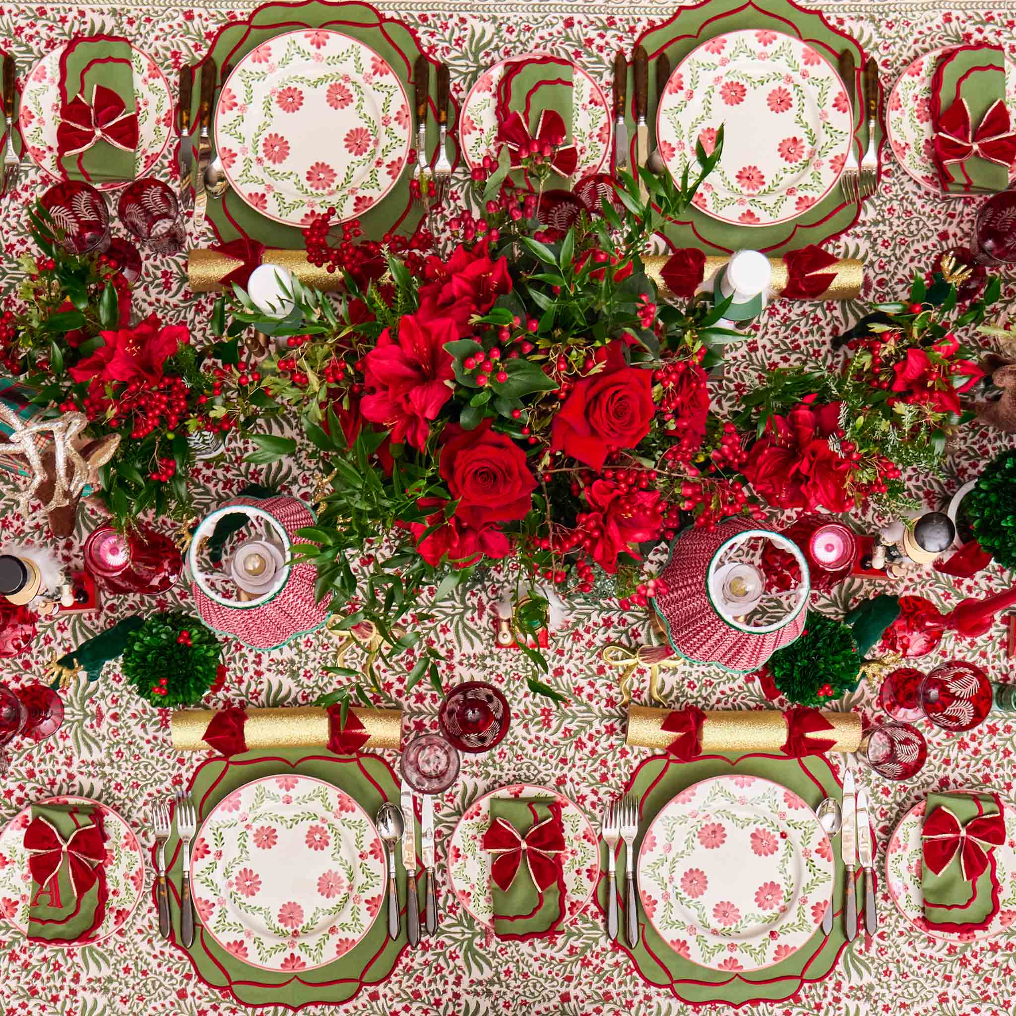 Chiara Red Garland Dinner Plates (Set of 4) - Image 7