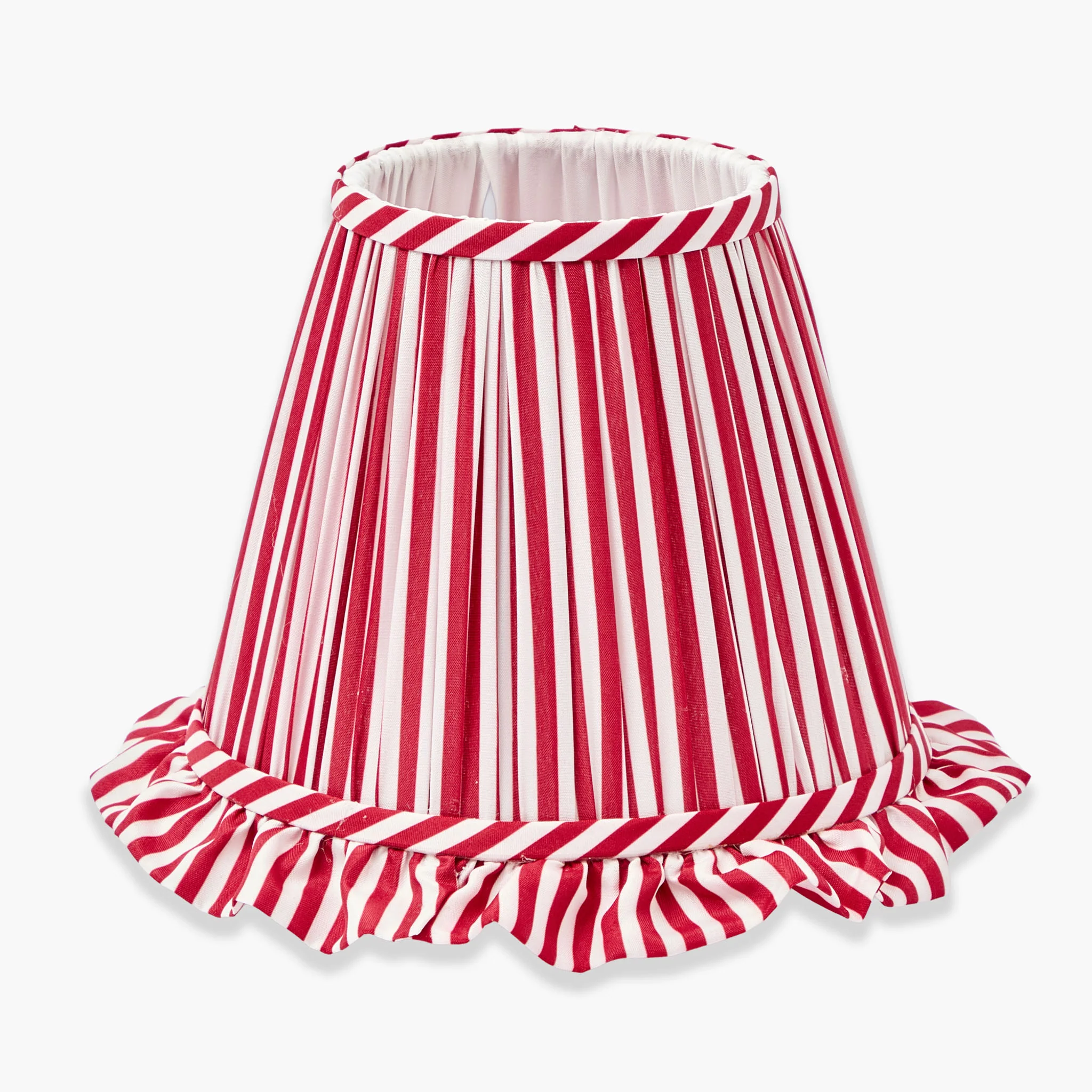 Chinoiserie Rechargeable Lamp with Red Striped Ruffle Shade (18cm) - Image 4