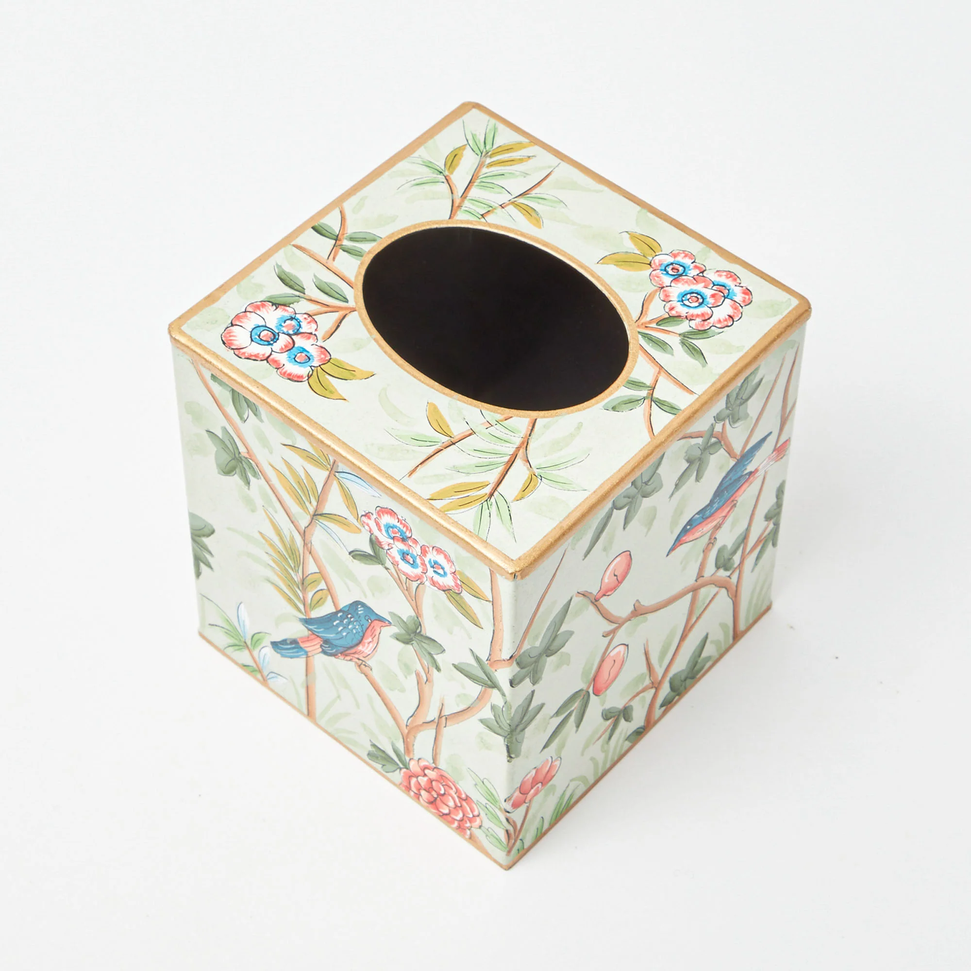 Green Chinoiserie Tole Tissue Box - Image 8