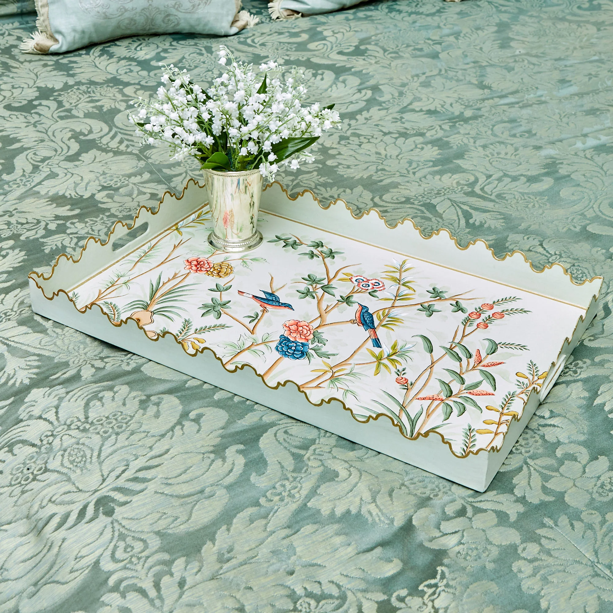 Green Chinoiserie Tole Tray - Image 6