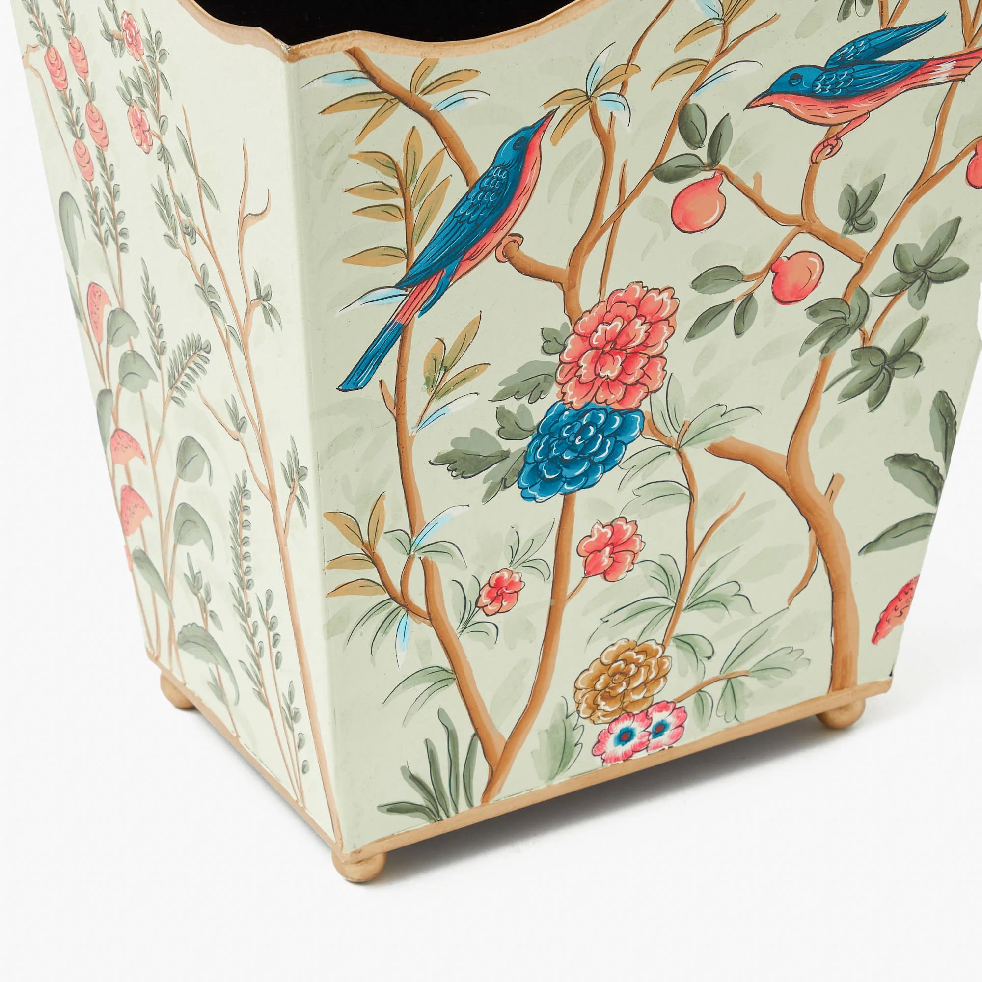 Green Chinoiserie Tole Waste Paper Bin - Image 5