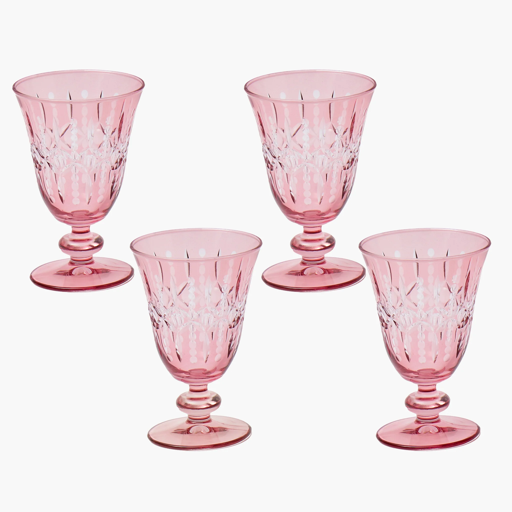 Pink Chloe Engraved Wine Glasses (Set of 4)