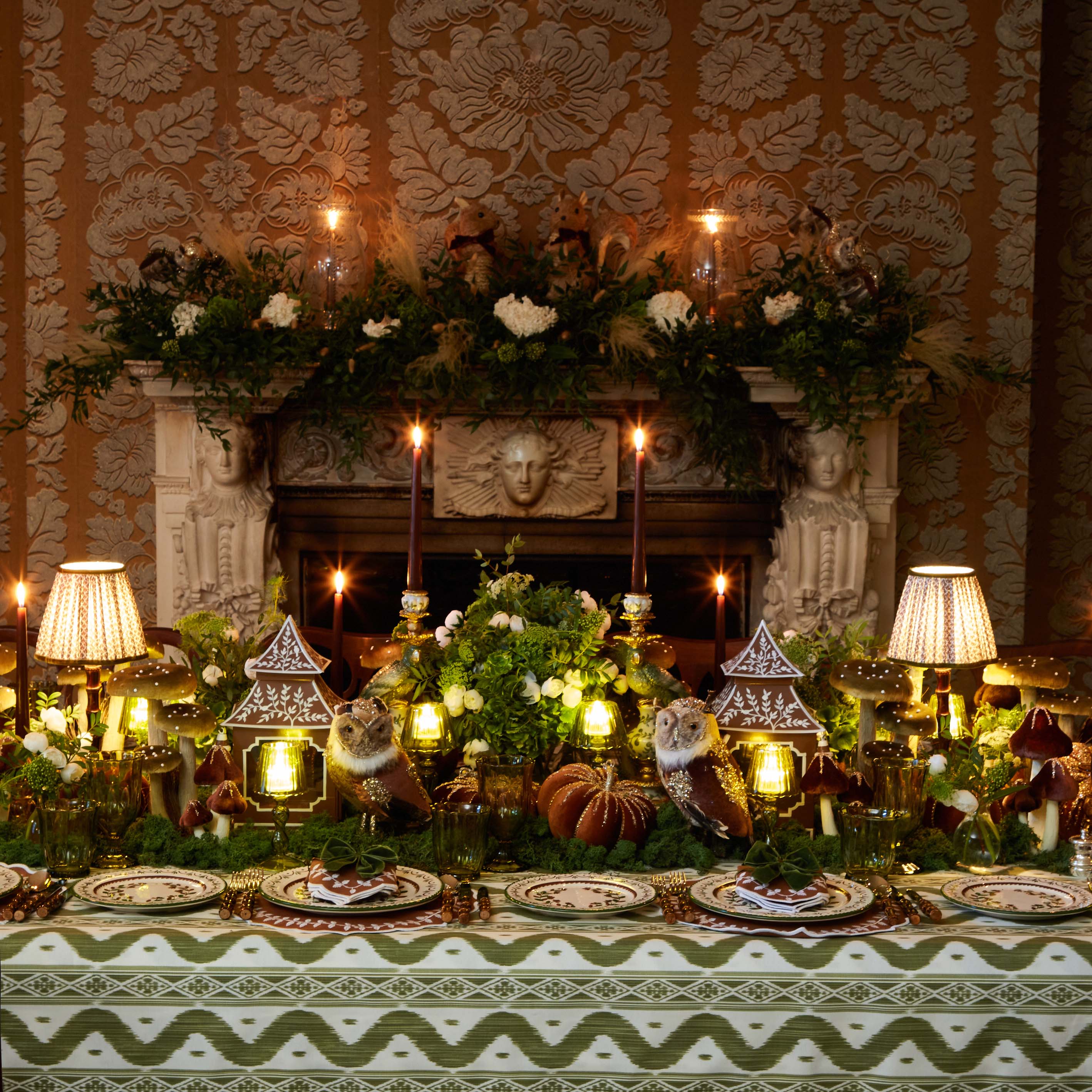 Chocolate & Olive Lotus Lampshade (18cm) - Image 3