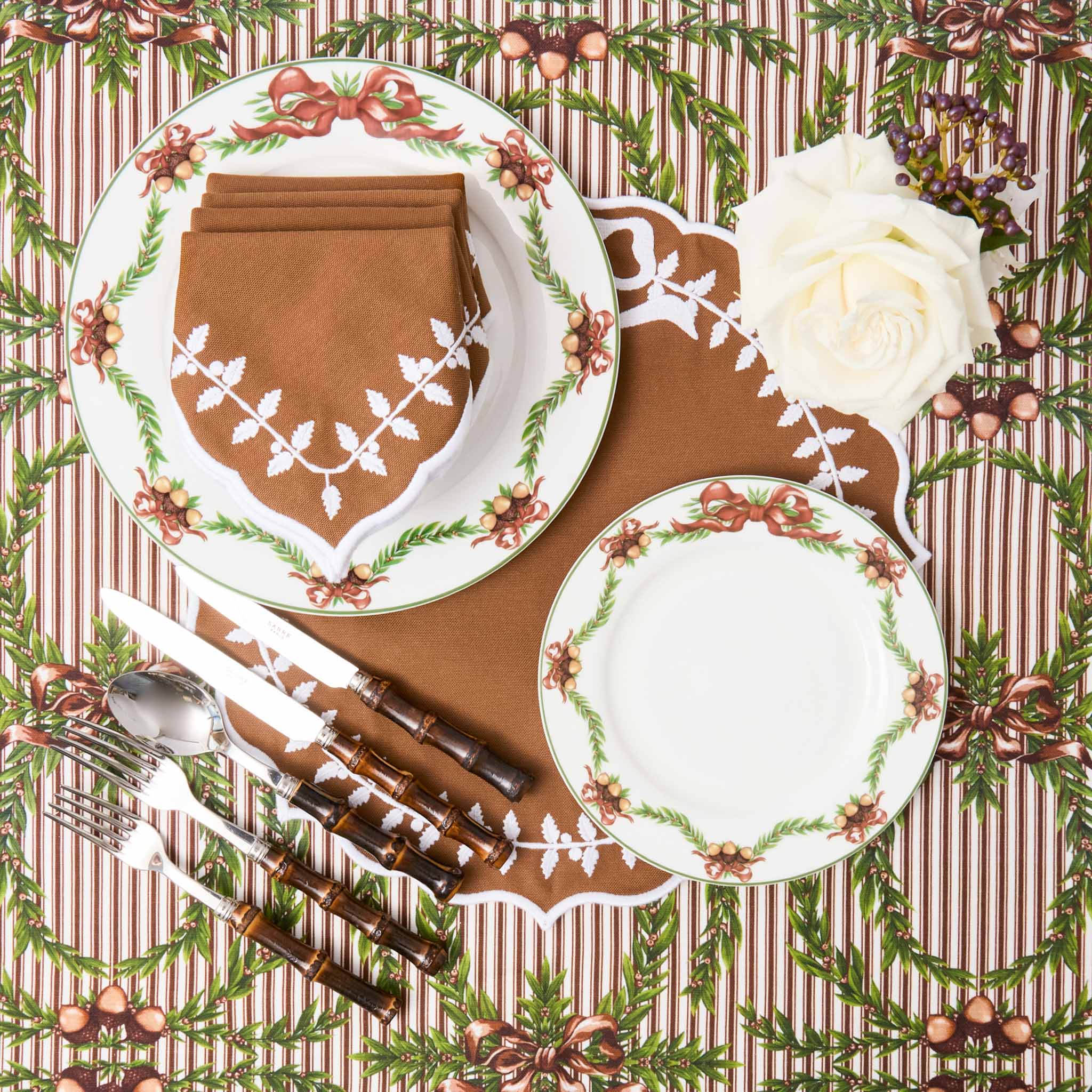 Chocolate Bow Laurel Placemats (Set of 4) - Image 6