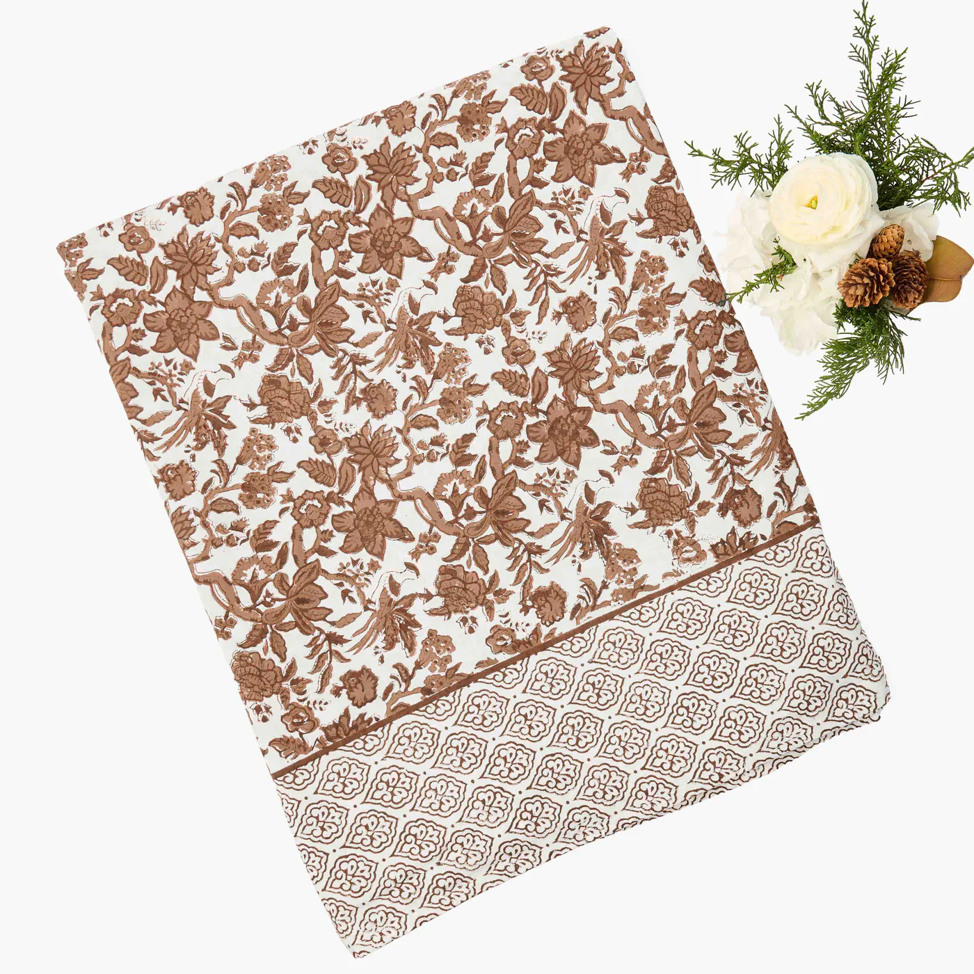 Chocolate Floral Pheasant Tablecloth