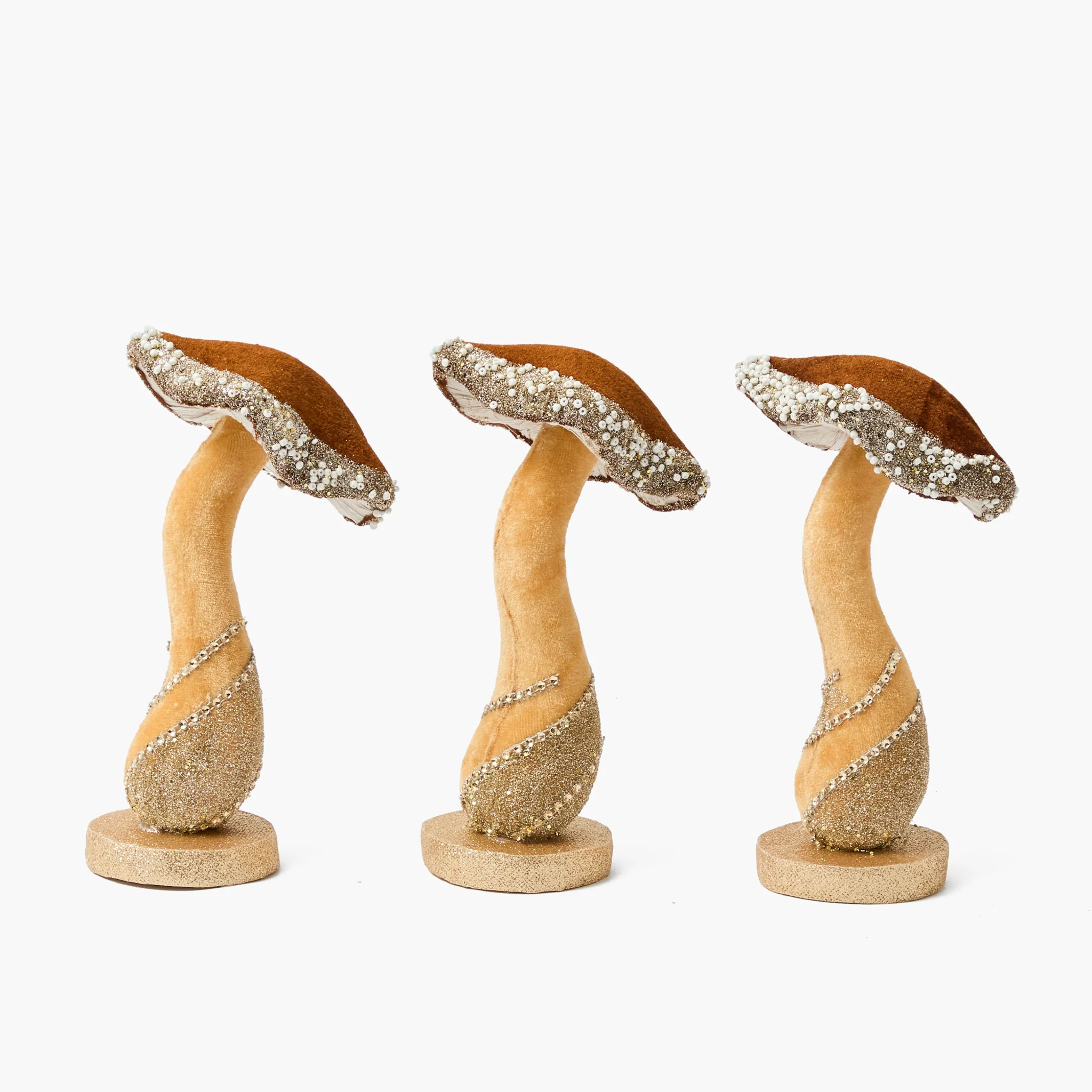 Chocolate Glitter Beaded Velvet Mushroom (Set of 6) - Image 8