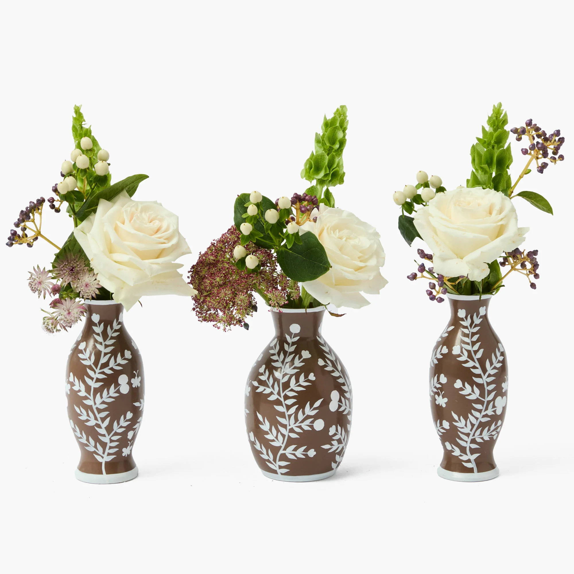 Chocolate Hand Painted Tole Bud Vases (Set of 3) - Image 13