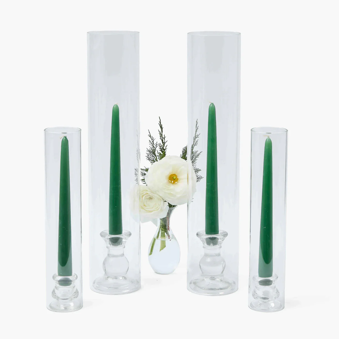 Claudia Glass Huricane Candle Set (Forest Green) - Image 5