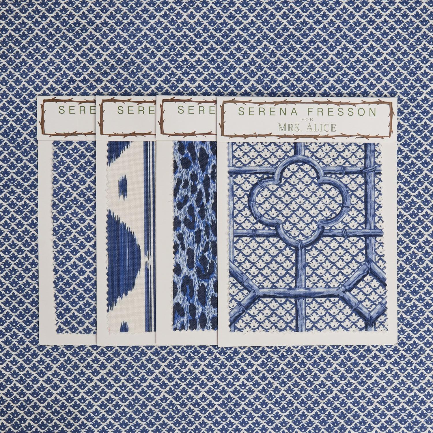 Cobalt Blue Lotus Flower Fabric - Image 4