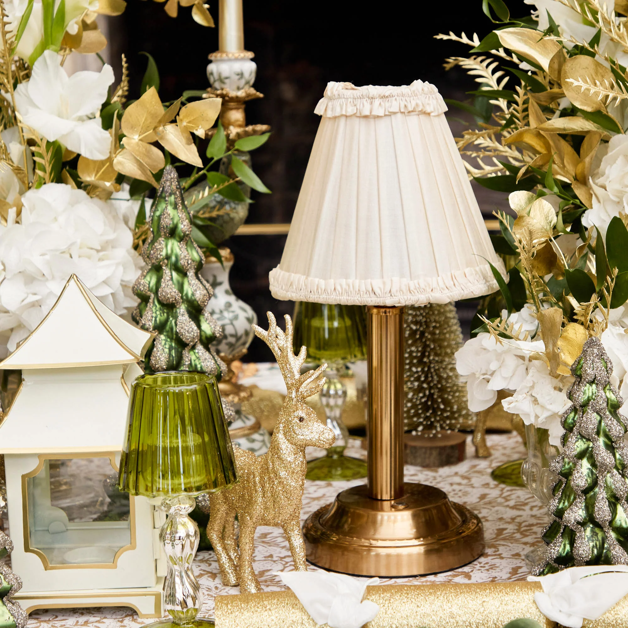 Corinthian Rechargeable Lamp with Cream Frilled Silk Shade (18cm) - Image 6