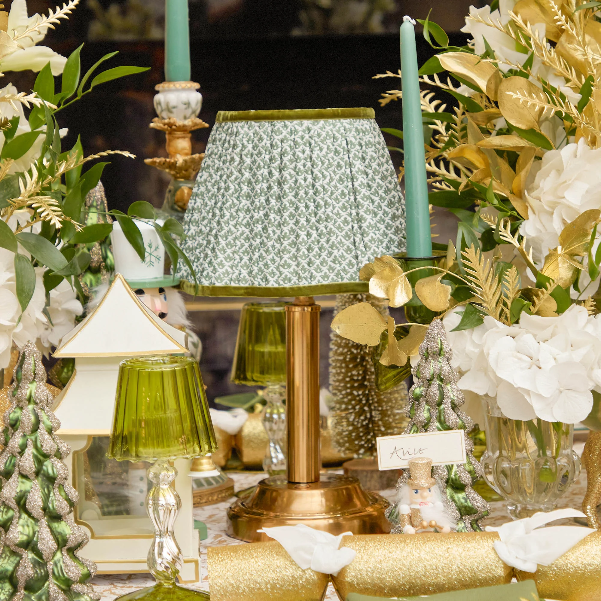 Corinthian Rechargeable Lamp with Olive Lotus Shade (22cm) - Image 11