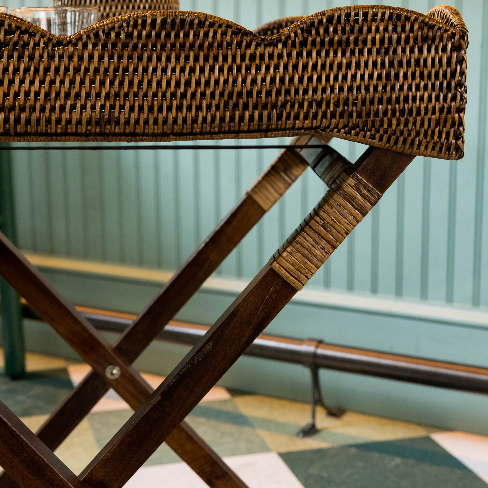 Dark Brown Rattan Butlers Tray - Image 12