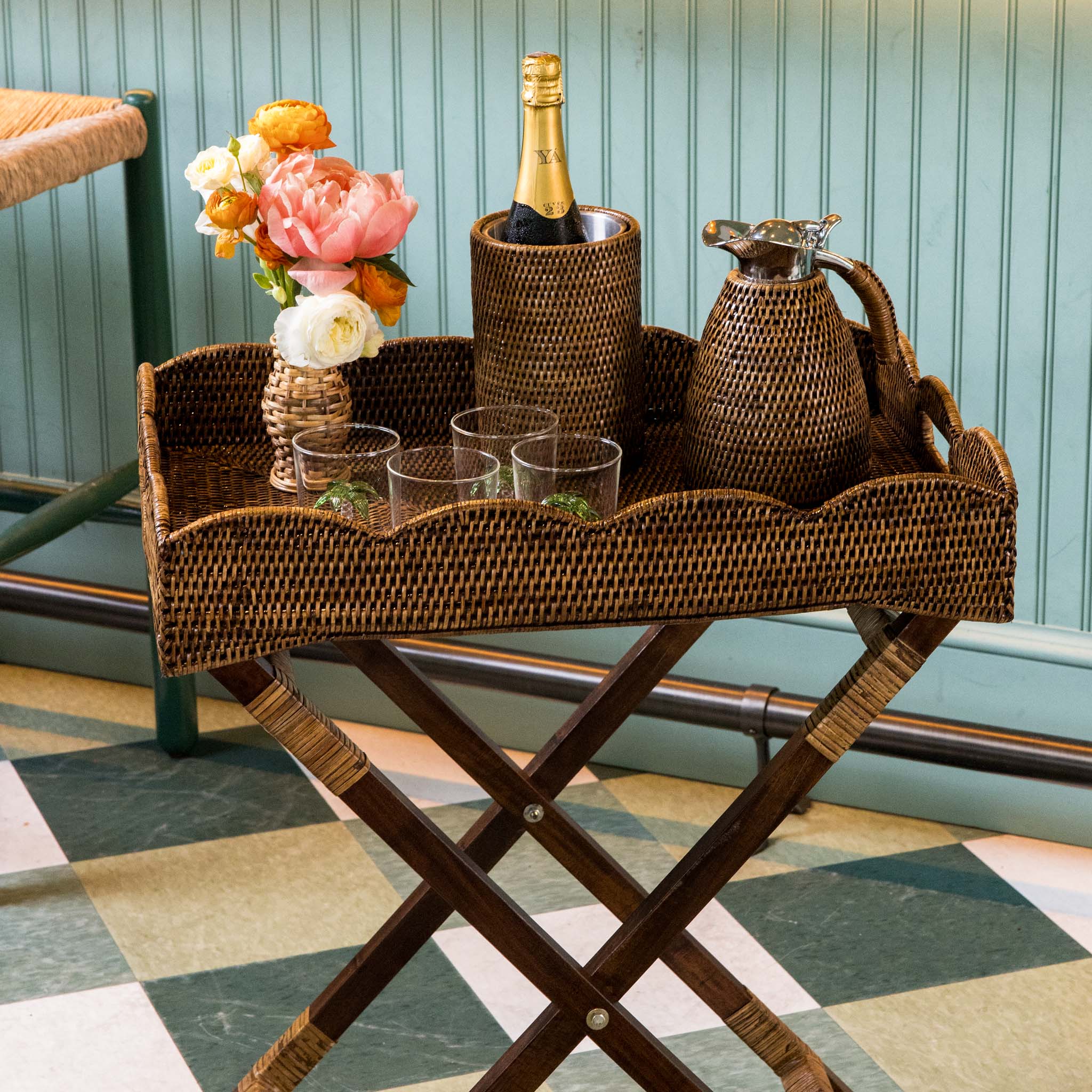 Dark Brown Rattan Butlers Tray - Image 6
