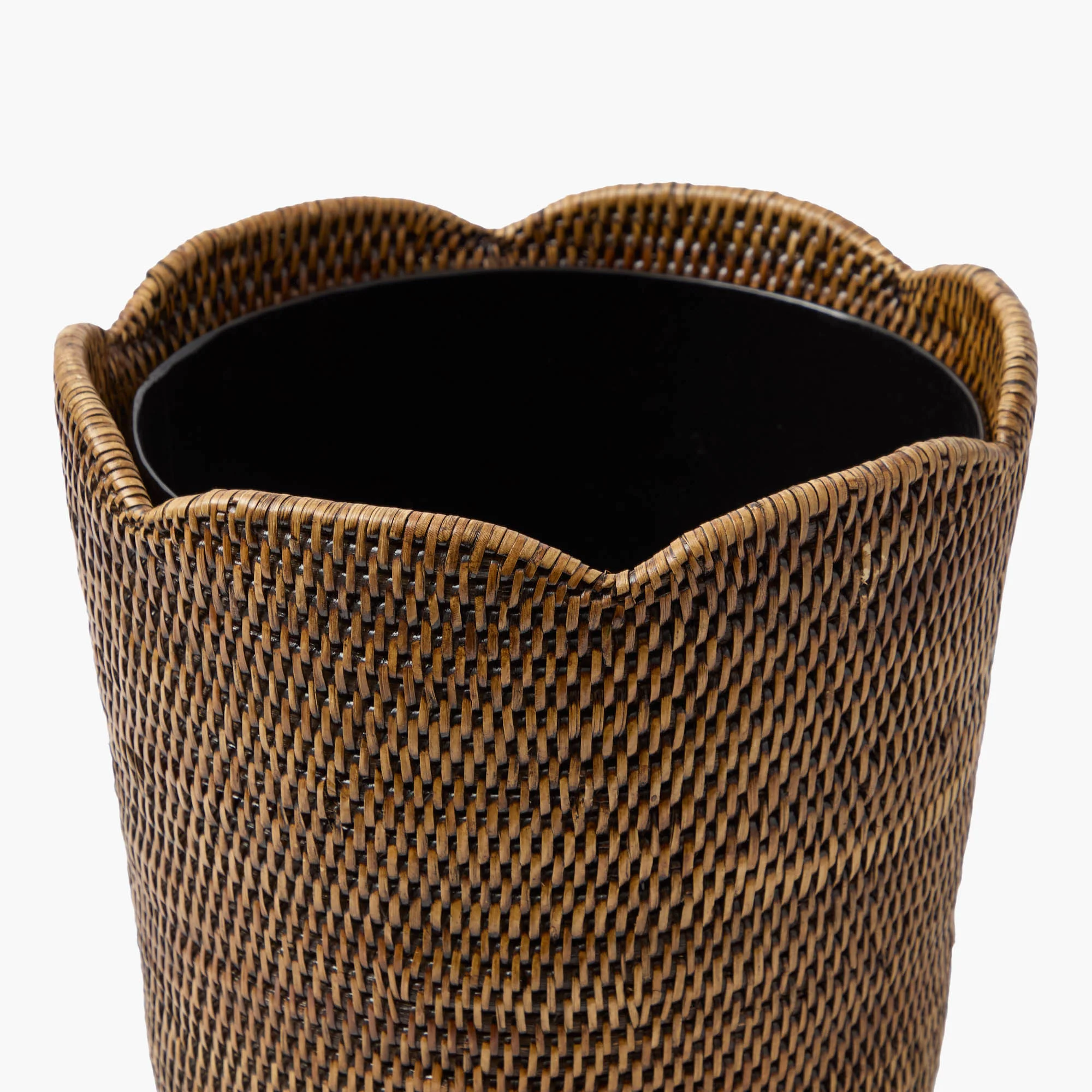 Dark Brown Rattan Waste Paper Bin - Image 3
