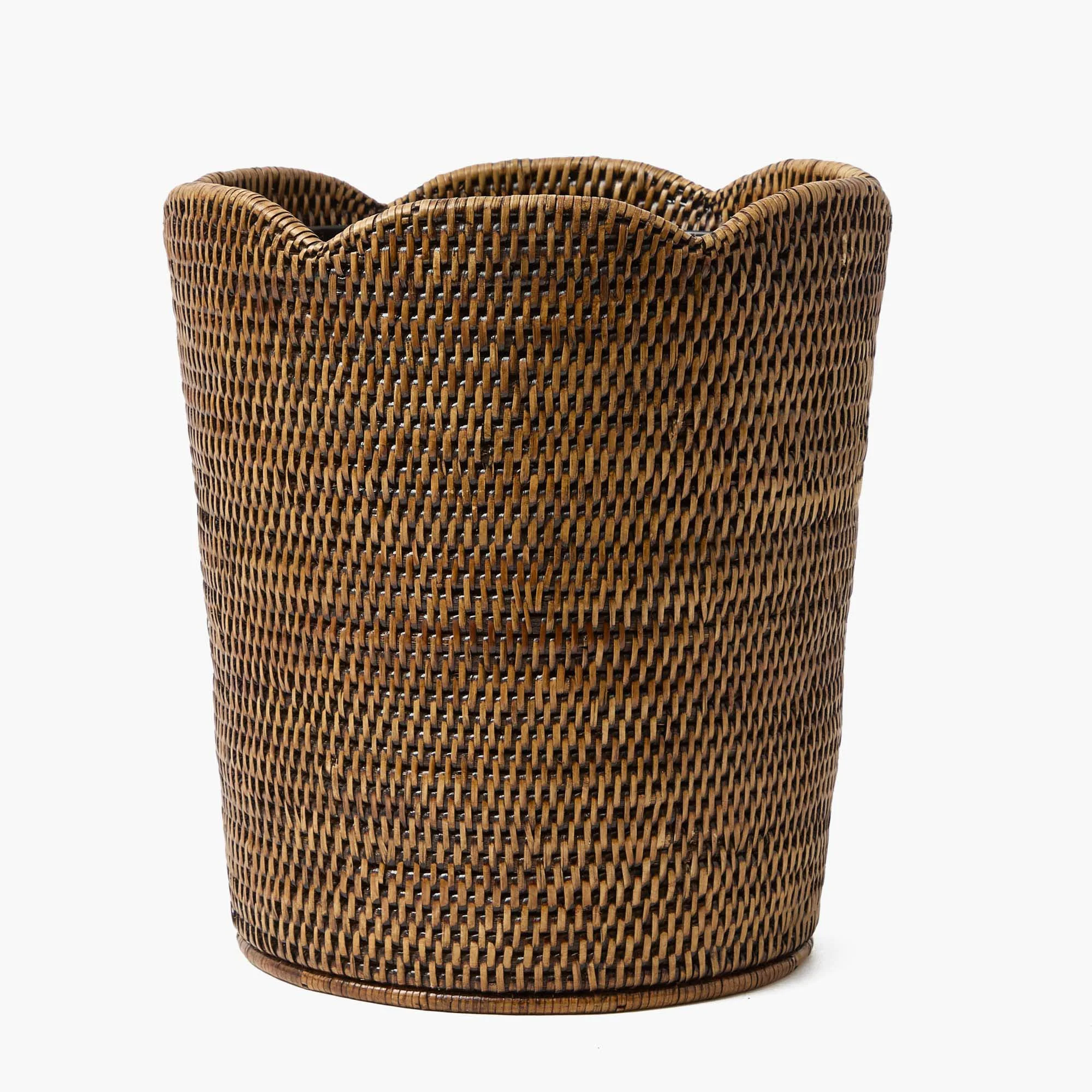Dark Brown Rattan Waste Paper Bin - Image 5