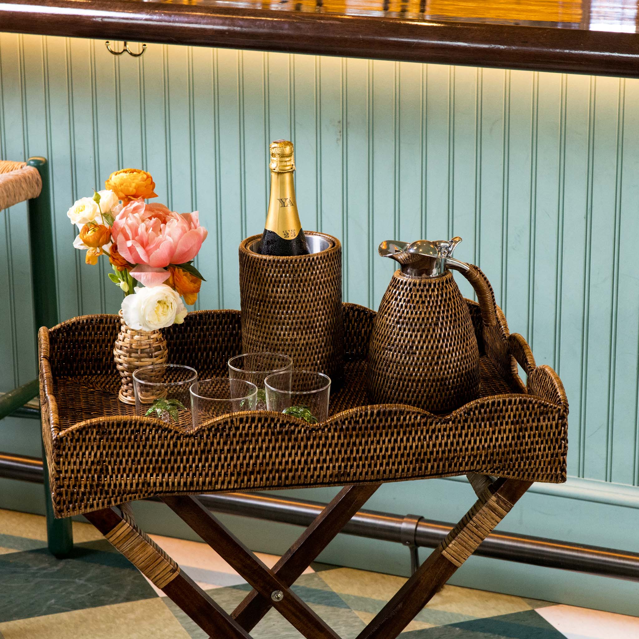 Dark Brown Rattan Wine Cooler - Image 8