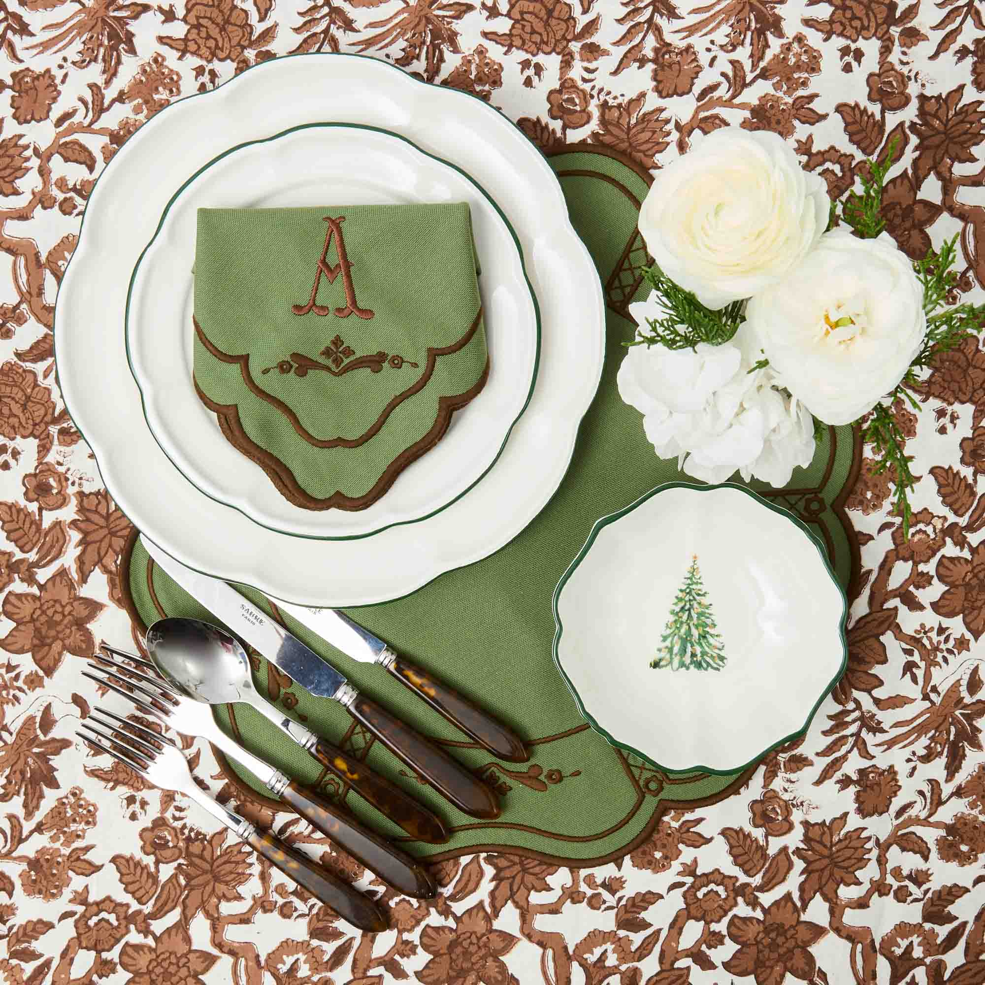 Doris Green & Chocolate Placemats & Napkins Set - Image 5