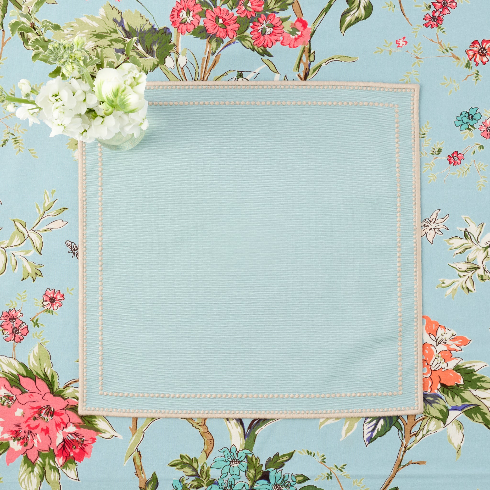 Duck-egg Blue & Sand Mariana Napkins (Set of 4) - Image 9