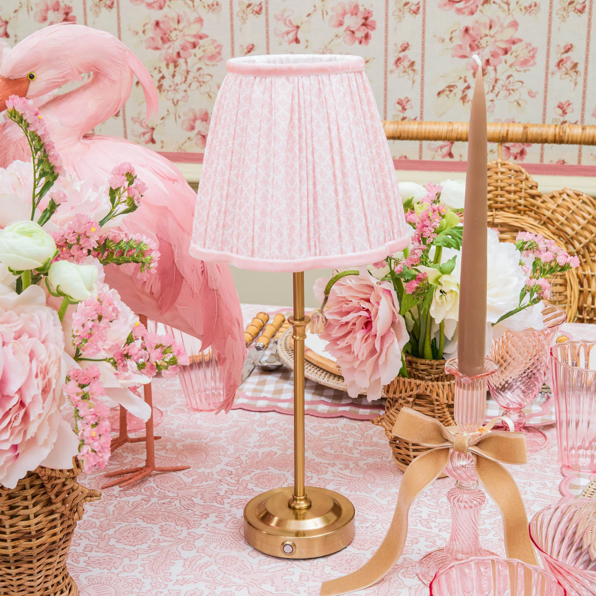 Edie Rechargeable Lamp with Pink Lotus Shade (18cm) - Image 2