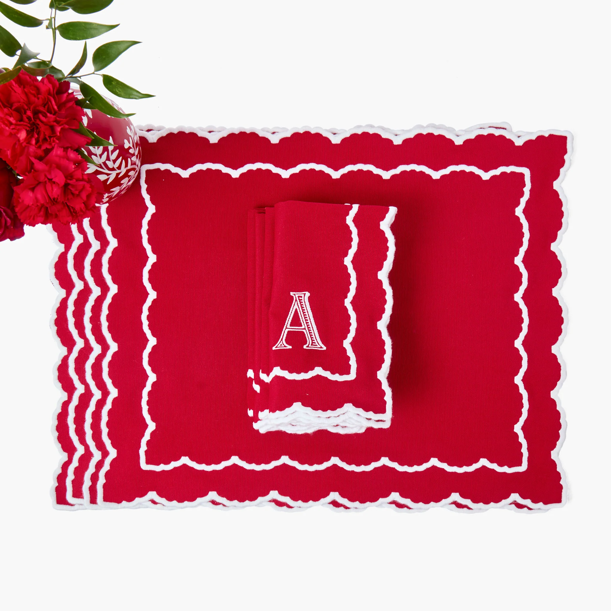 Elizabeth Red Placemats & Napkins (Set of 4) - Image 10