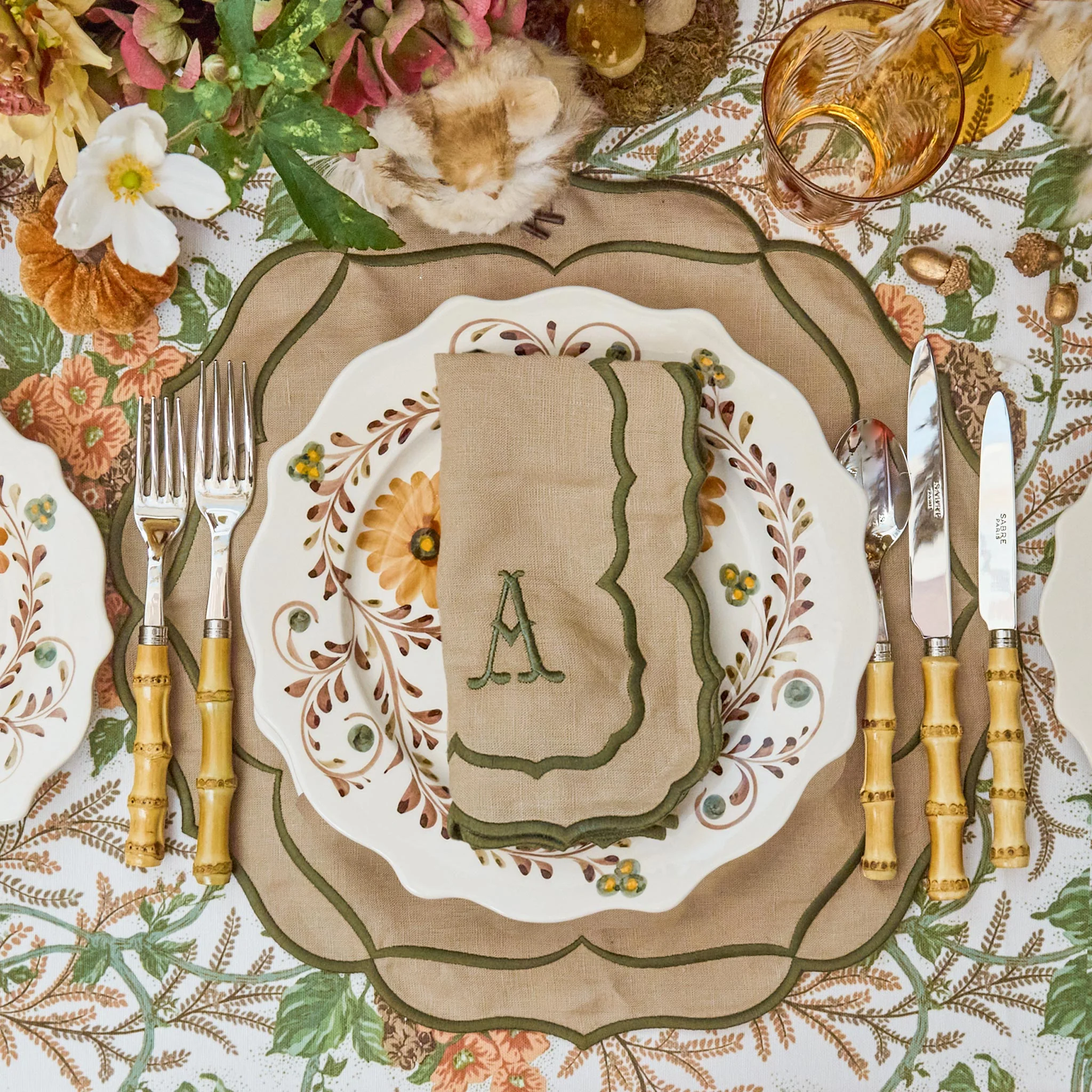 Sand & Green Elizabeth Napkins (Set of 4) - Image 2