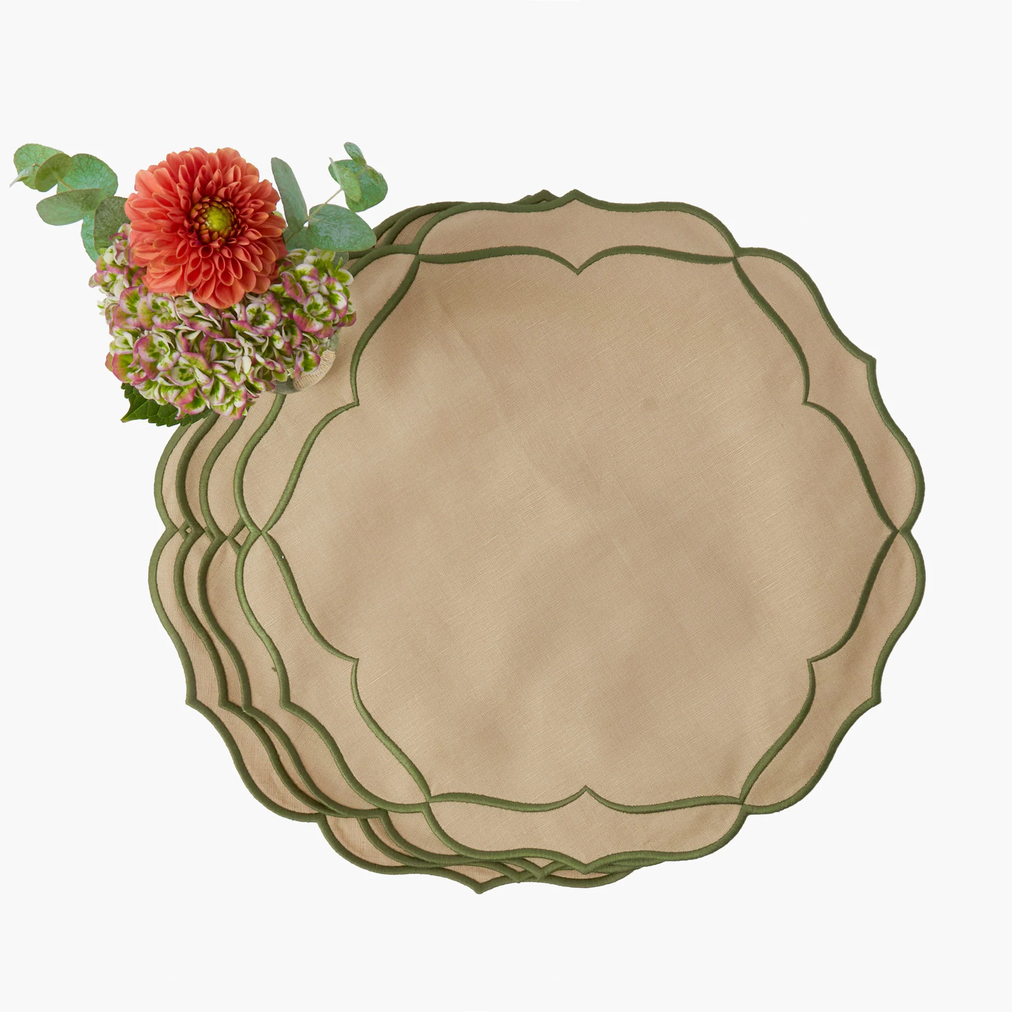 Elizabeth Sand & Green Placemats & Napkins (Set of 4) - Image 9