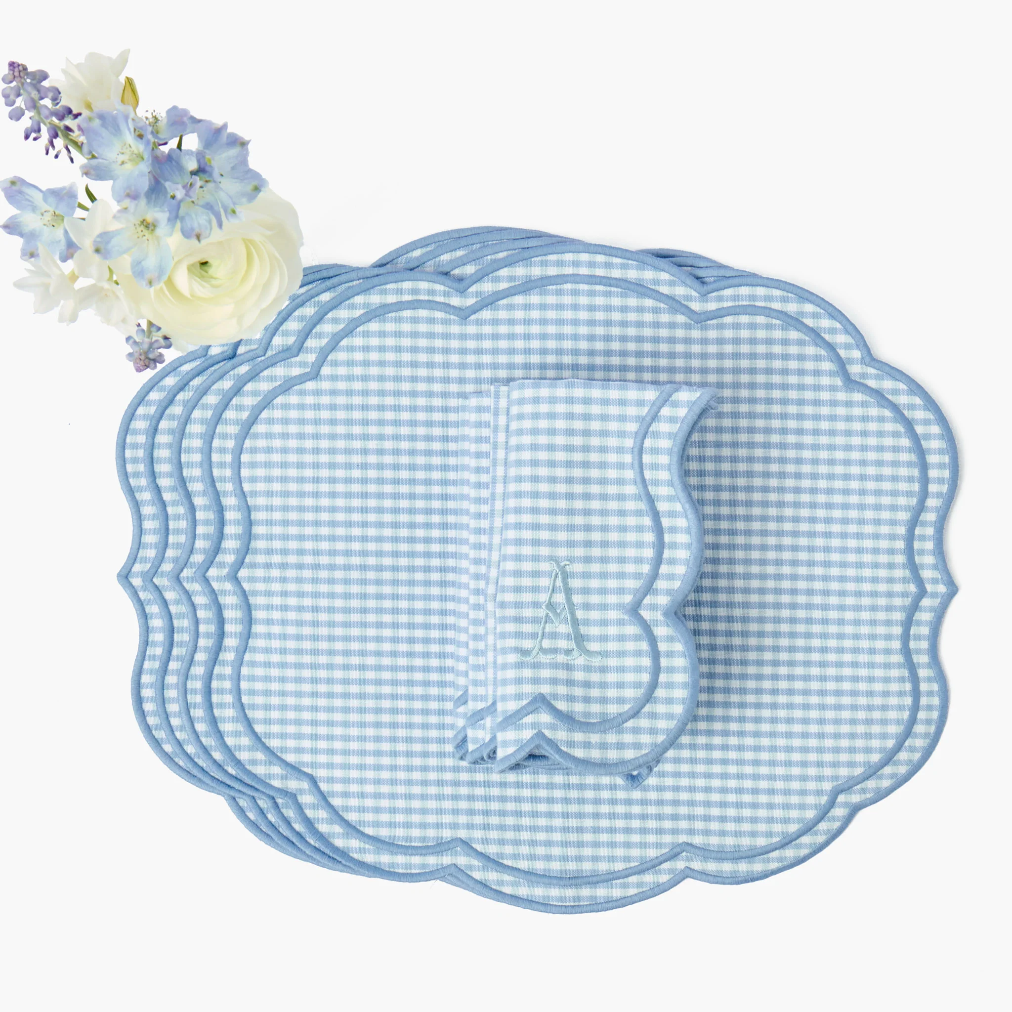 Eloise Blue Gingham Placemats & Napkins (Set of 4) - Image 8