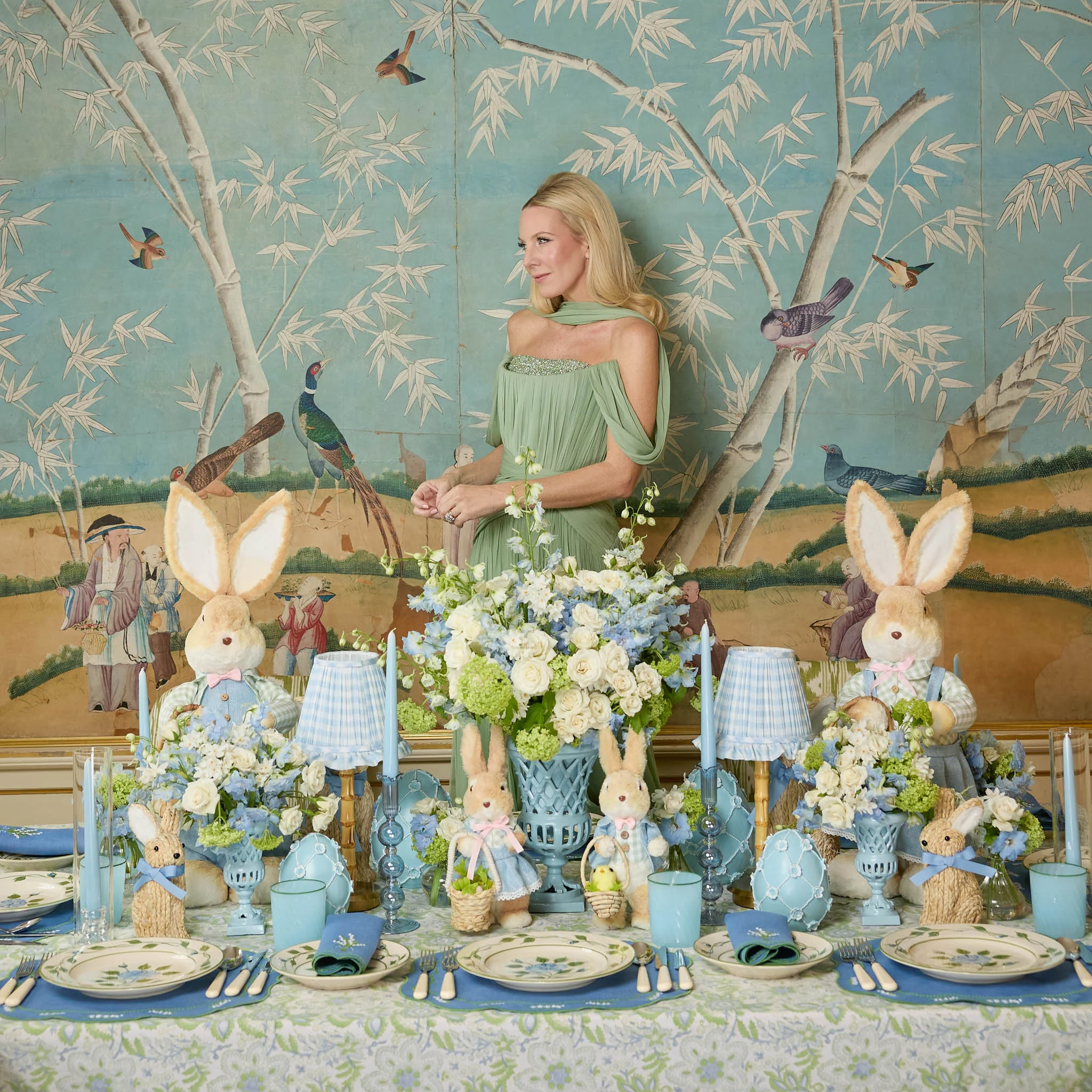Eloise Blue Rose Linen Placemats & Napkins (Set of 4) - Image 3