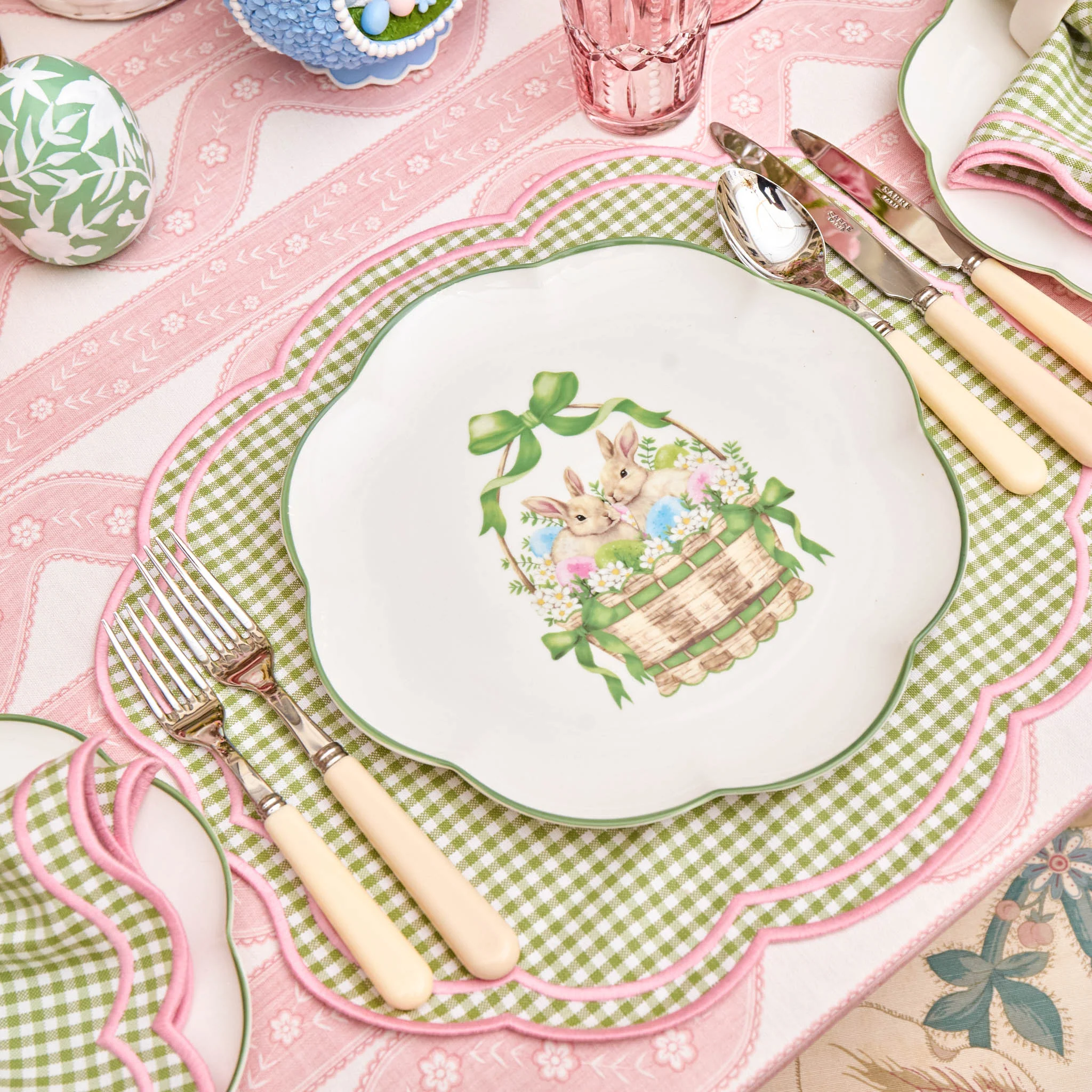 Eloise Green & Pink Gingham Placemats & Napkins (Set of 4) - Image 6