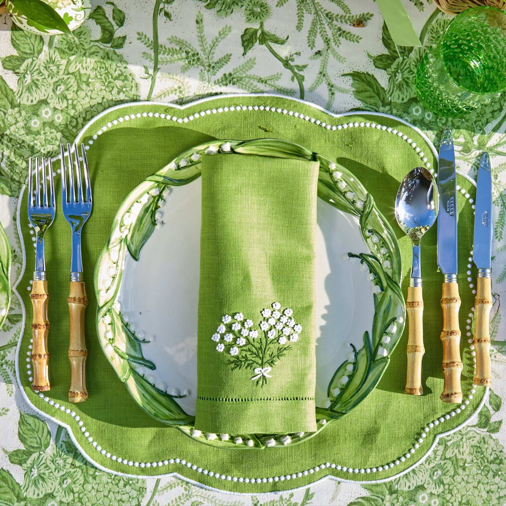 Green Eloise Linen Placemats (Set of 4) - Image 9