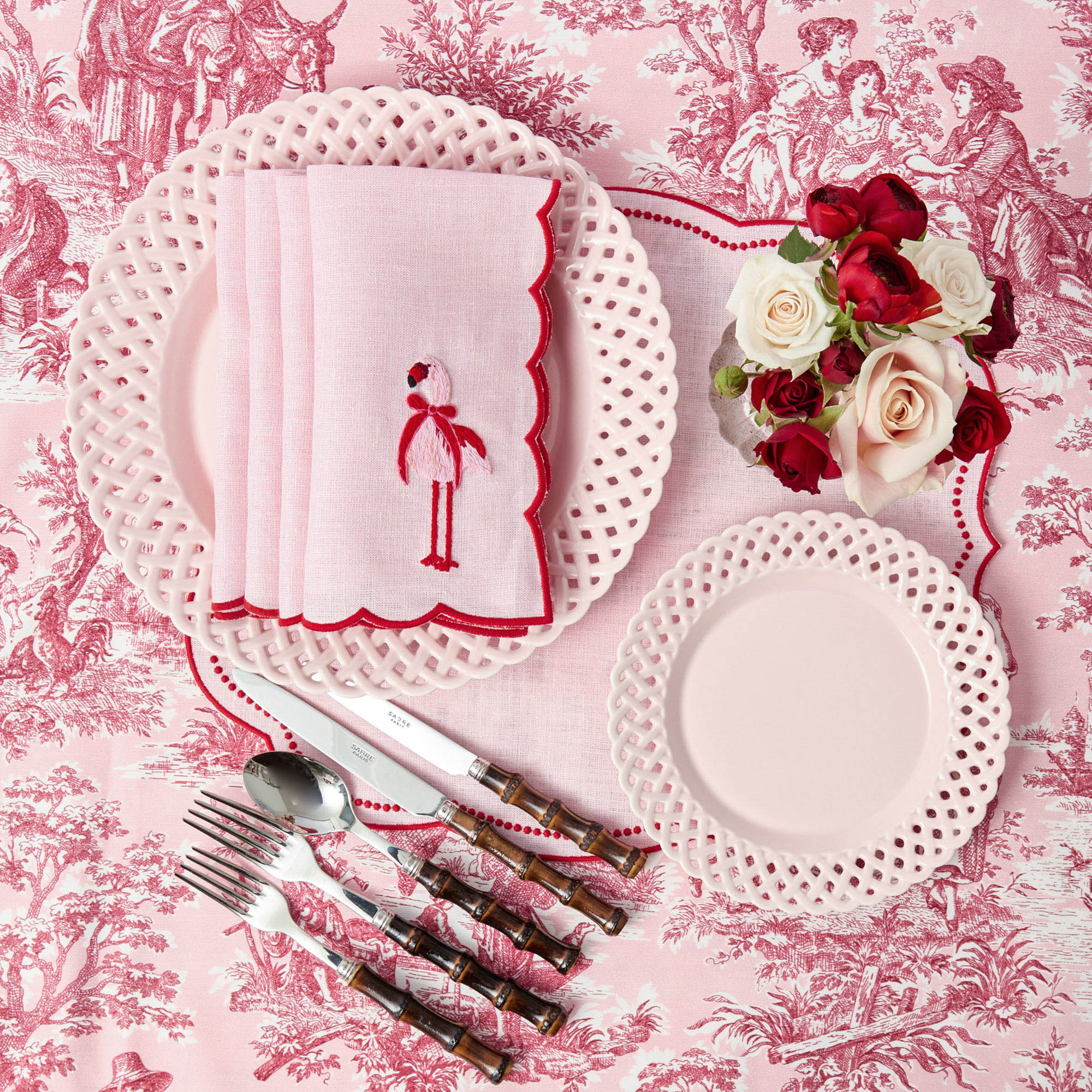 Pink & Red Eloise Linen Placemats (Set of 4) - Image 11