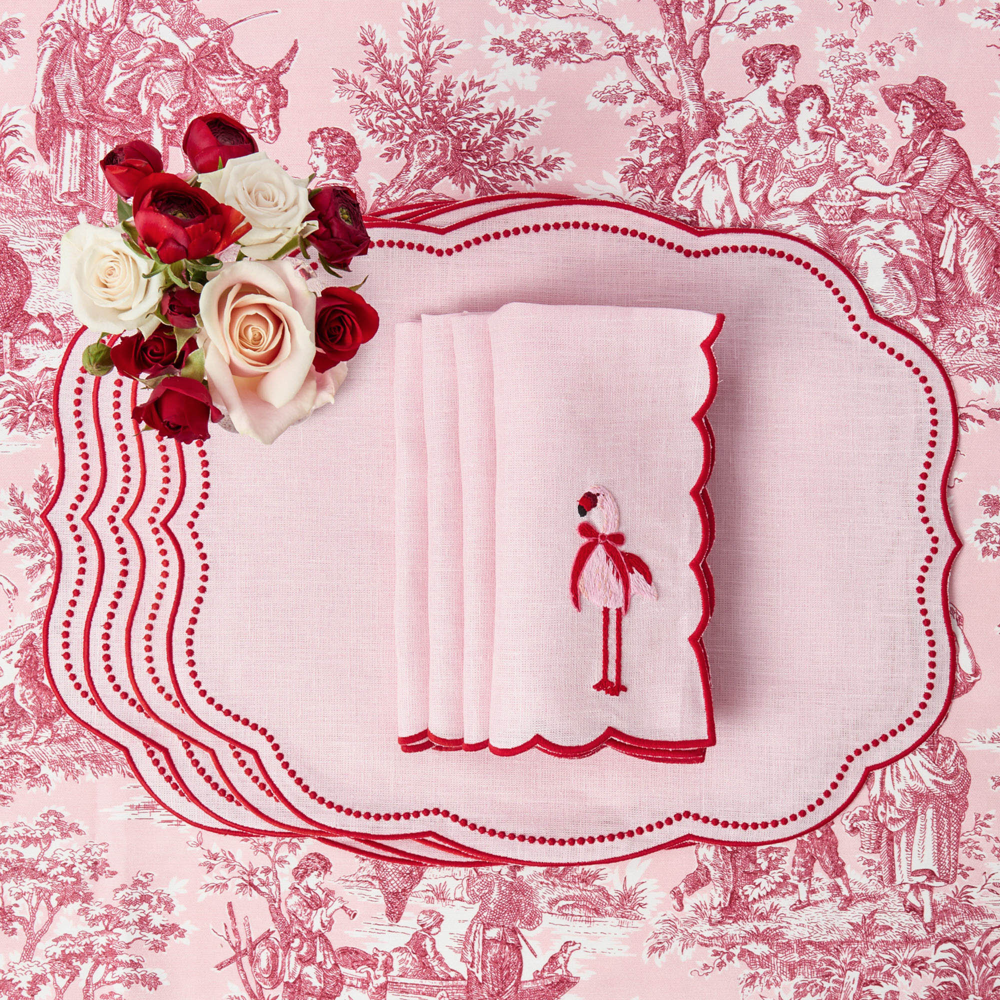 Pink & Red Eloise Linen Placemats (Set of 4) - Image 13