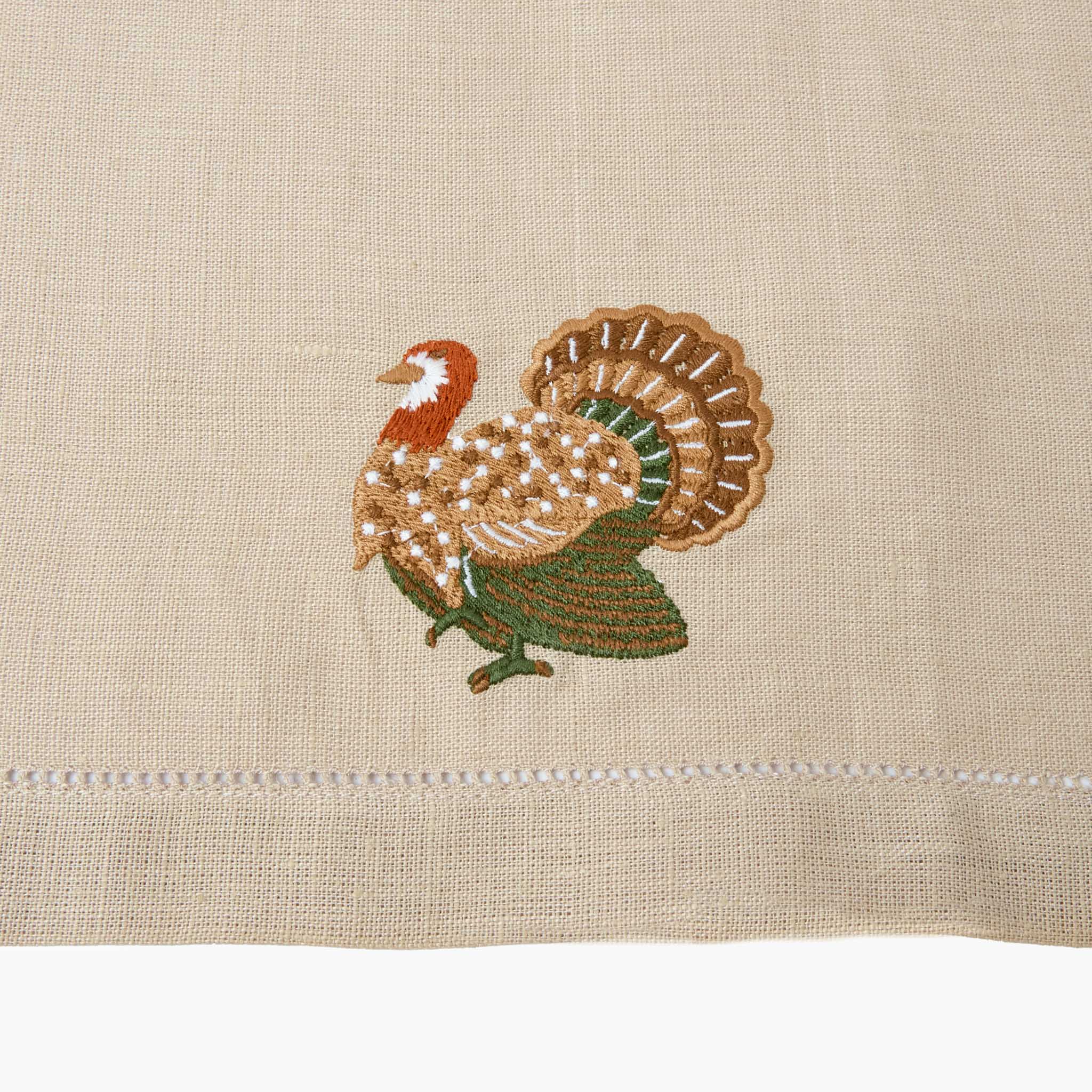 Taupe Embroidered Turkey Linen Napkins (Set of 4) - Image 5